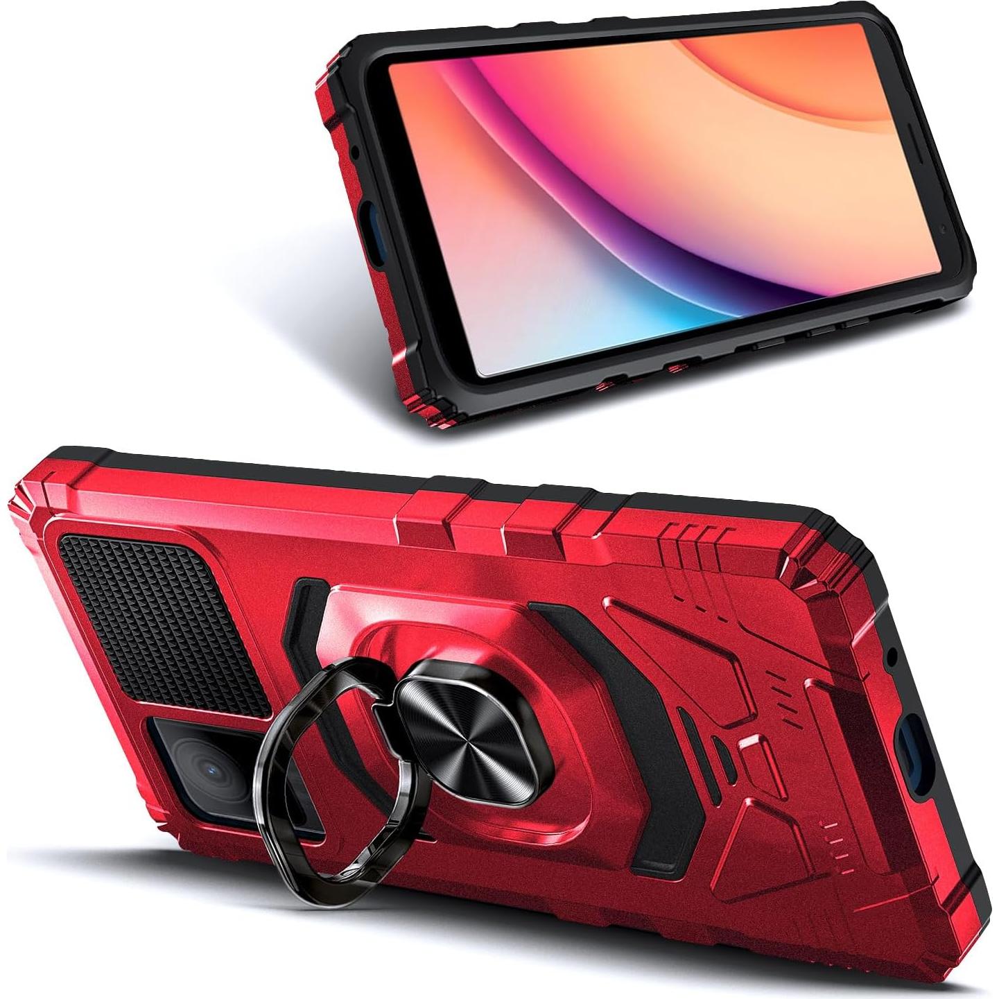 Funda protectora TCL K11 T432W con soporte de anillo Rojo