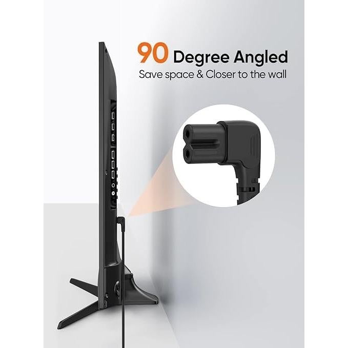 Cable de Alimentación en Ángulo Recto 1.83m Goffeu para TV 4K UHD