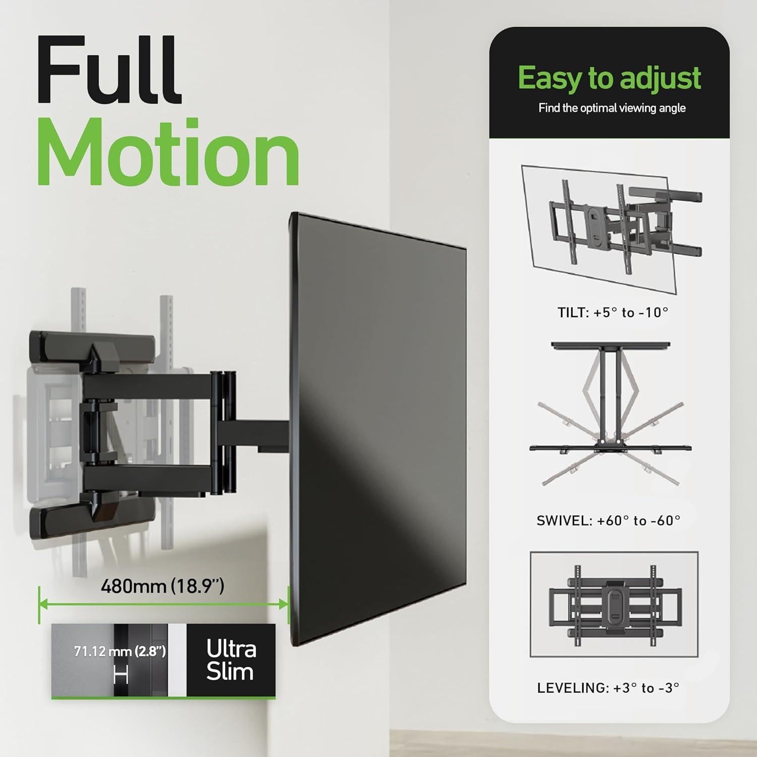Soporte de Pared Articulado Stellar Mounts para TV 75R635 75"