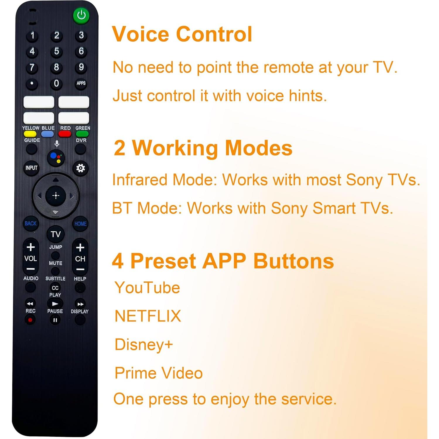 Control Remoto de Voz RMF-TX520U para TVs Sony Bravia 2024-2022