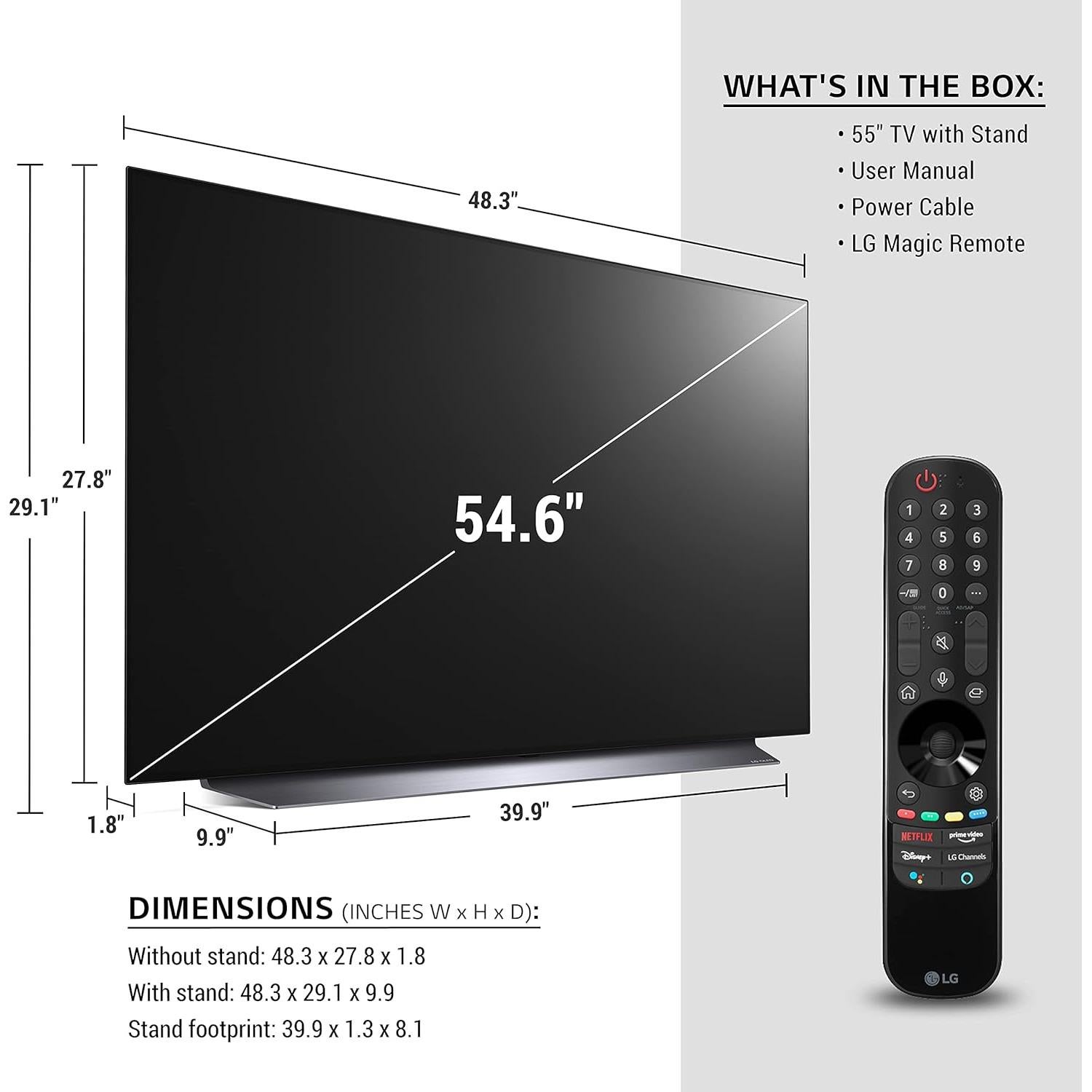 OLED C1 Series 55” Alexa Built-in 4k Smart TV (3840 x 2160), 120Hz Refresh Rate, AI-Powered 4K, Dolby Cinema, WiSA Ready, Gaming Mode (OLED55C1PUB, 2021)