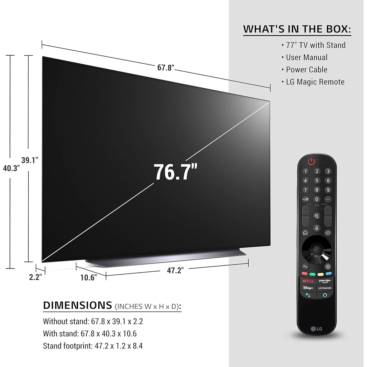 OLED C1 Series 77” Alexa Built-in 4k Smart TV (3840 x 2160), 120Hz Refresh Rate, AI-Powered 4K, Dolby Cinema, WiSA Ready, Gaming Mode (OLED77C1PUB, 2021)