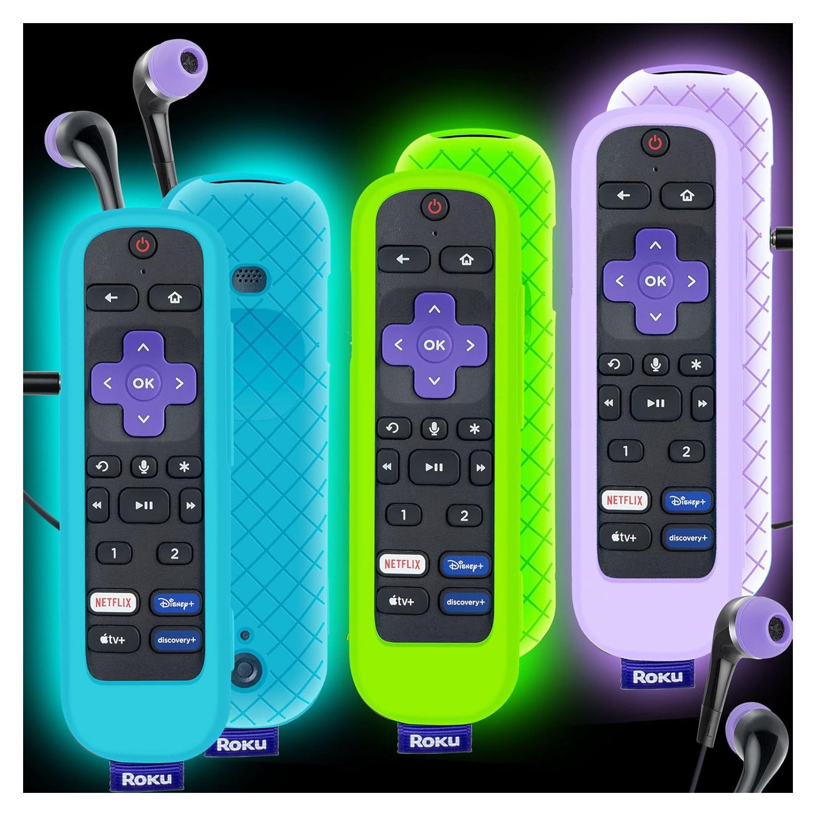 Paquete de 3 fundas de silicona para control remoto Roku Pro