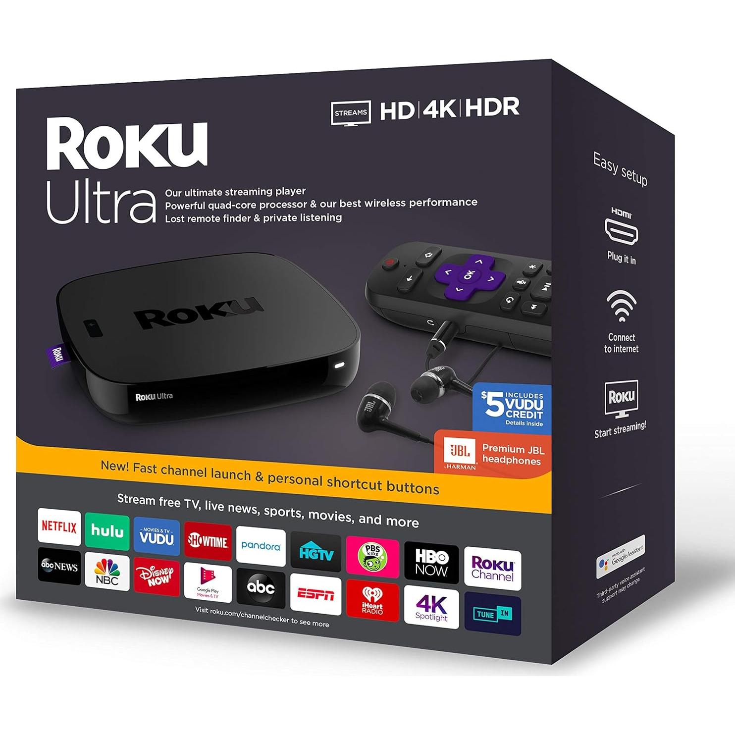 Reproductor Streaming 4K Roku Ultra LT con Auriculares JBL