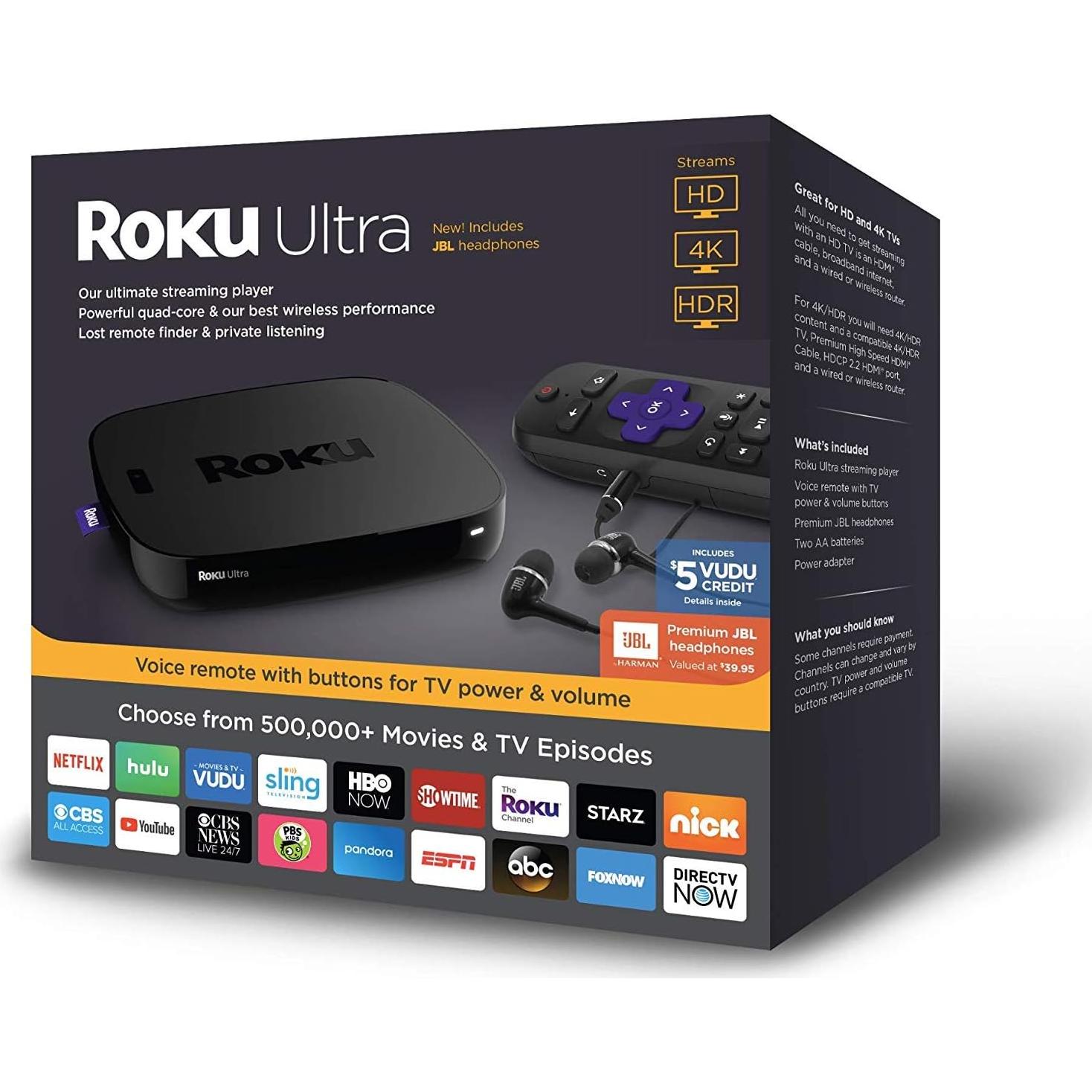 Reproductor Streaming Roku Ultra 4661R 4K HDR + Auriculares JBL