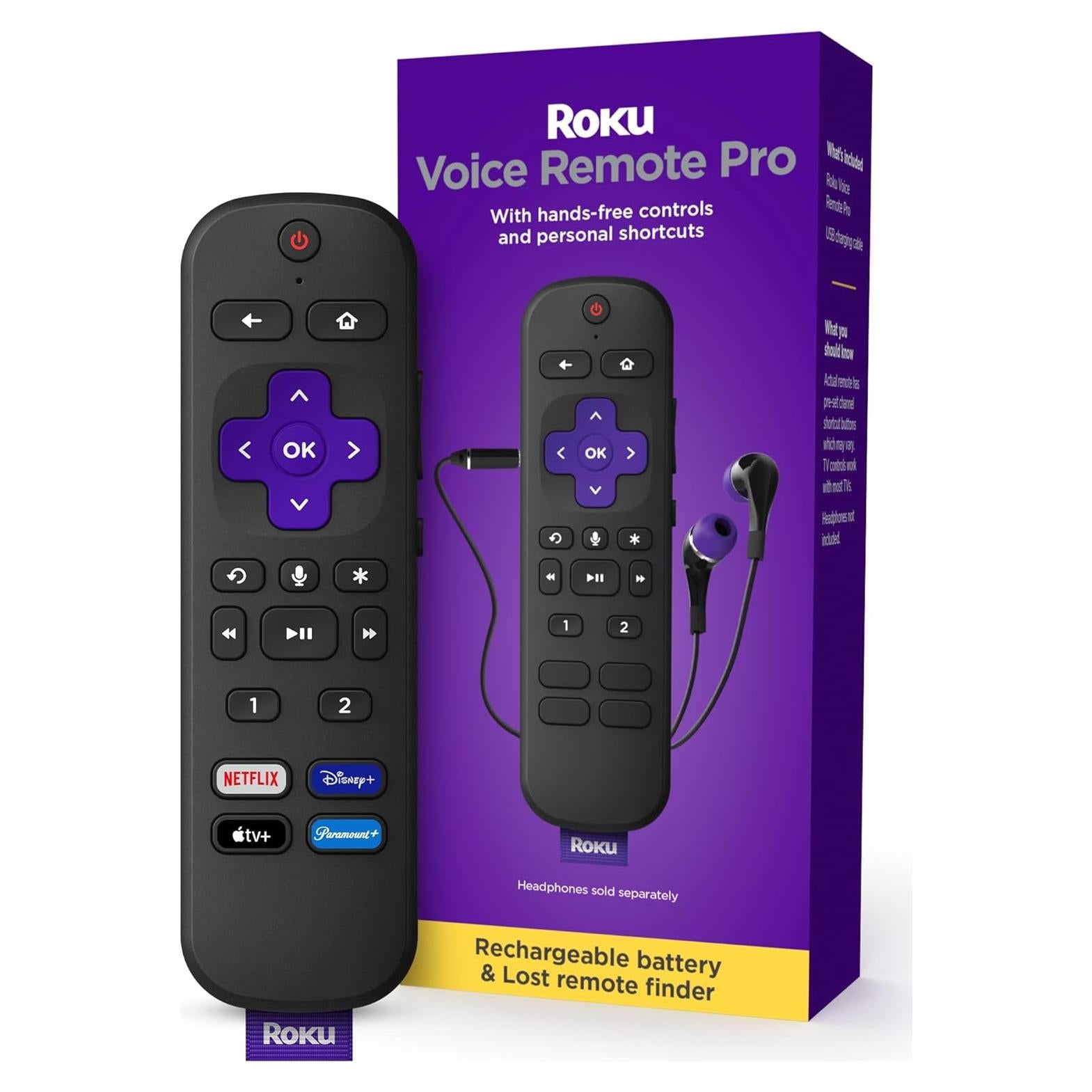 Control Remoto Pro Roku Recargable con Voz Manos Libres