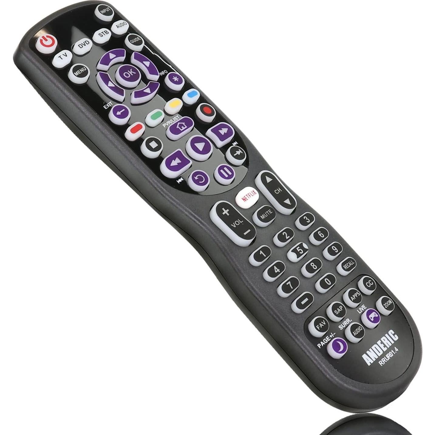 Control Remoto Universal Anderic RRUR01.4 para Roku 4 Dispositivos