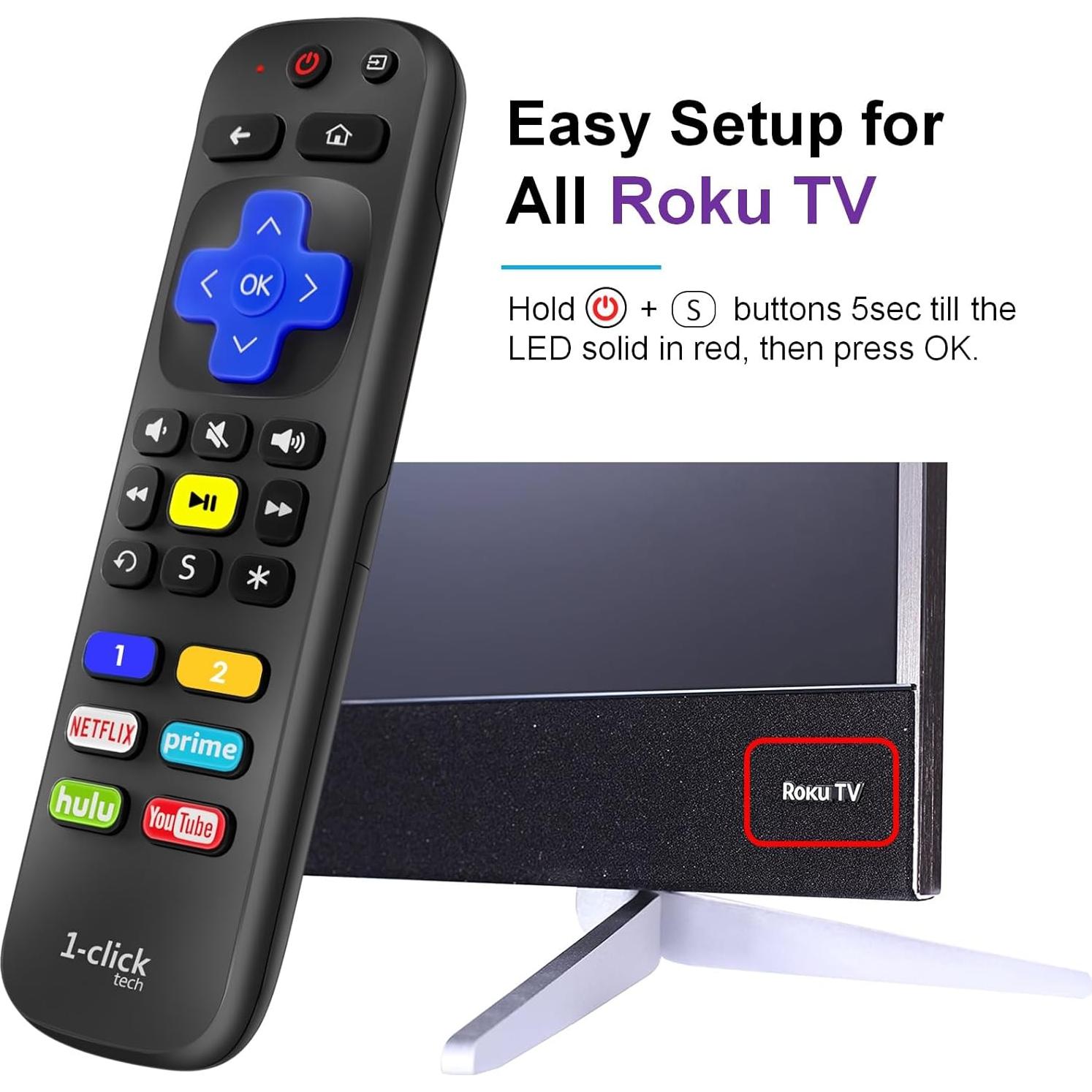 Control Remoto Universal 1-Clicktech RT-U07 para Roku TV