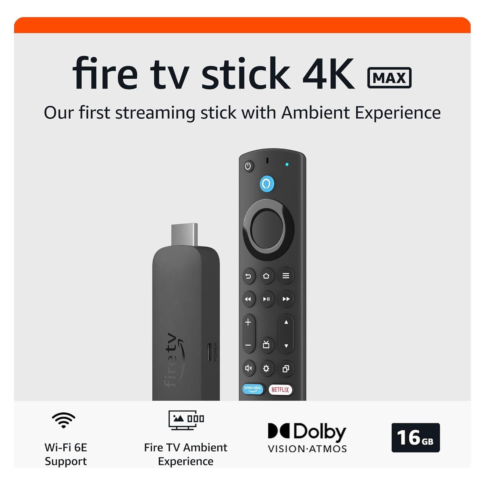 Like-New Amazon Fire TV Stick 4K Max streaming device (newest model) supports Wi-Fi 6E, free & live TV without cable or satellite