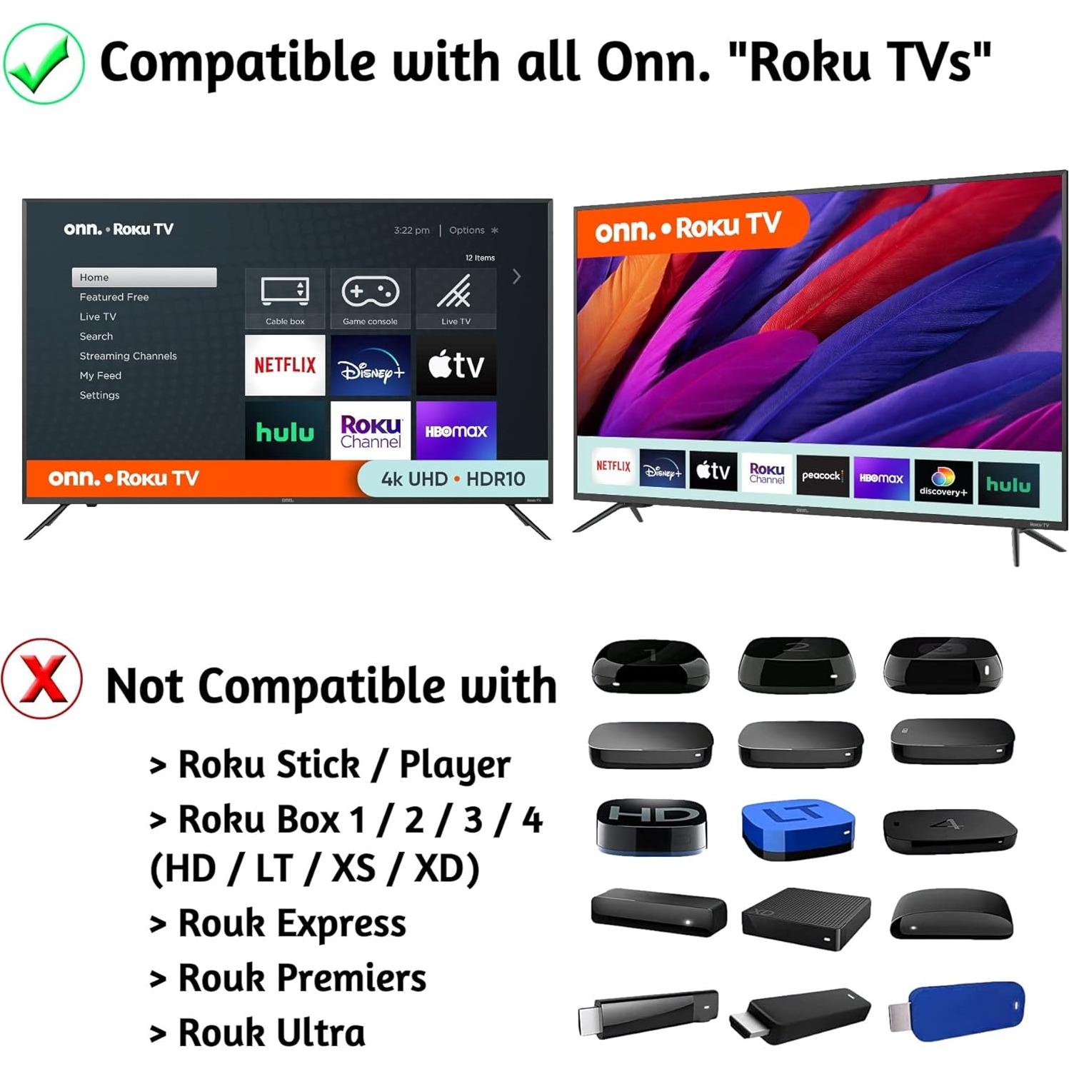 Control Remoto de Reemplazo ONN. Roku TV 4K con Accesos Directos
