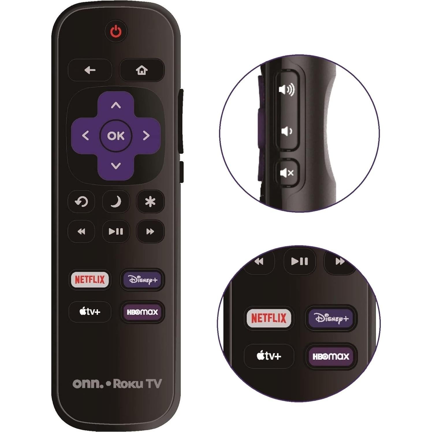 Control Remoto de Reemplazo ONN. Roku TV 4K con Accesos Directos