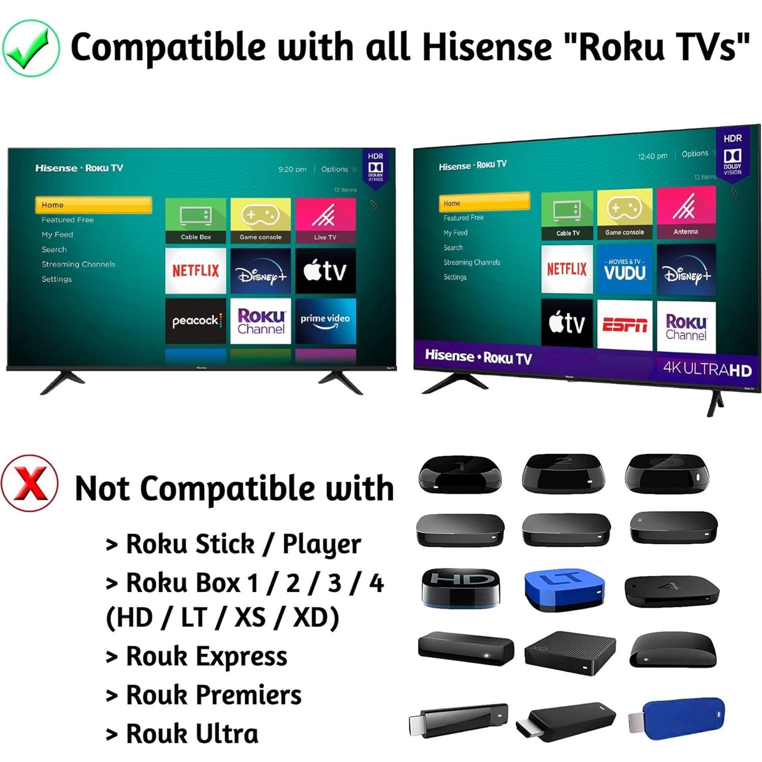 Control Remoto Hisense Roku 4K Ultra HDTV - Accesos Directos
