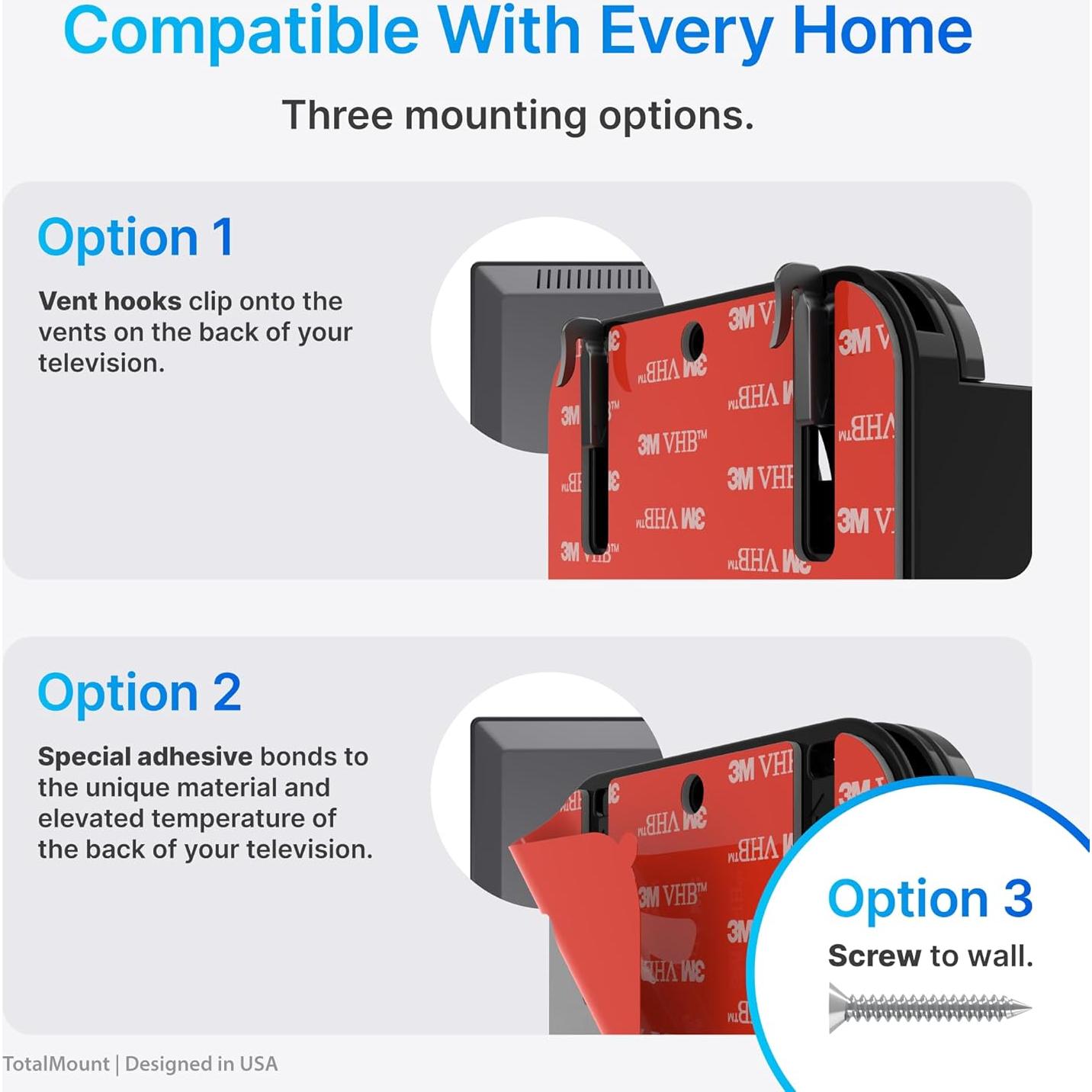 Soporte para Apple TV TotalMount Negro Premium - Compatible con todas las generaciones