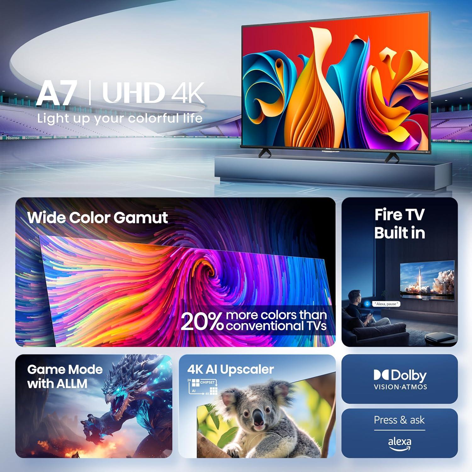 Televisor Hisense 55" A7 4K UHD Smart Fire TV 2025