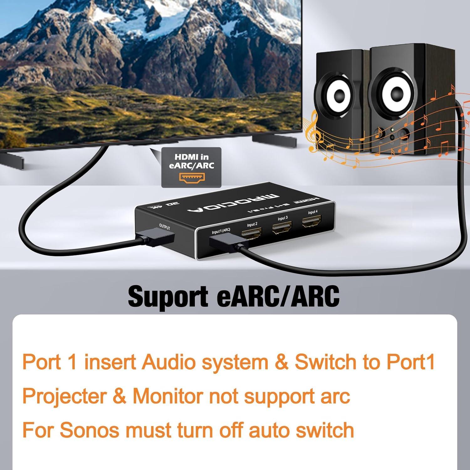 Conmutador HDMI 2.1 8K 5 en 1 CYD521N, Soporta 4K 120Hz