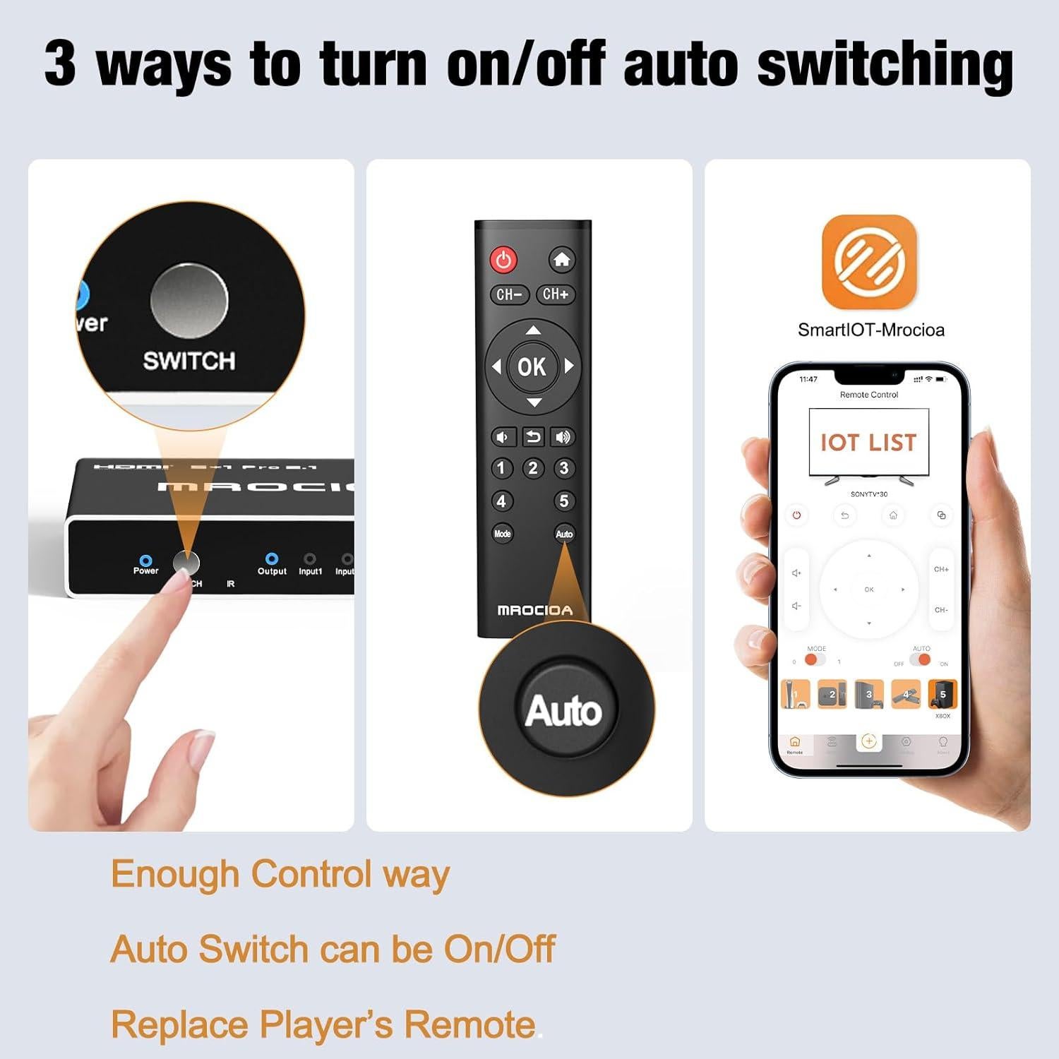 Conmutador HDMI 2.1 8K 5 en 1 CYD521N, Soporta 4K 120Hz