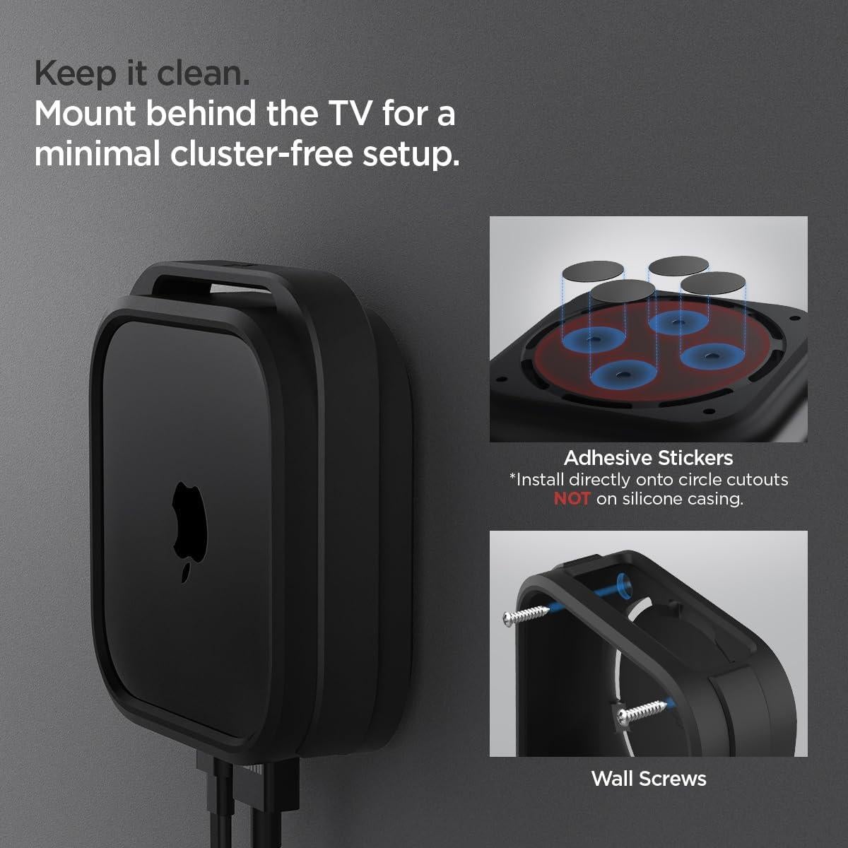 Soporte de Silicona Spigen para Apple TV 4K 3ra Generación - Negro