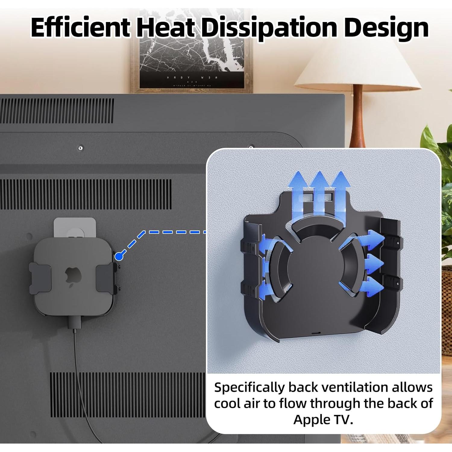 Soporte de Pared para Apple TV Cozcty - Montaje Negro Universal