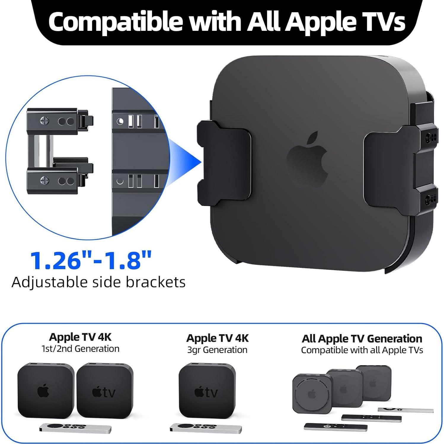 Soporte de Pared para Apple TV Cozcty - Montaje Negro Universal