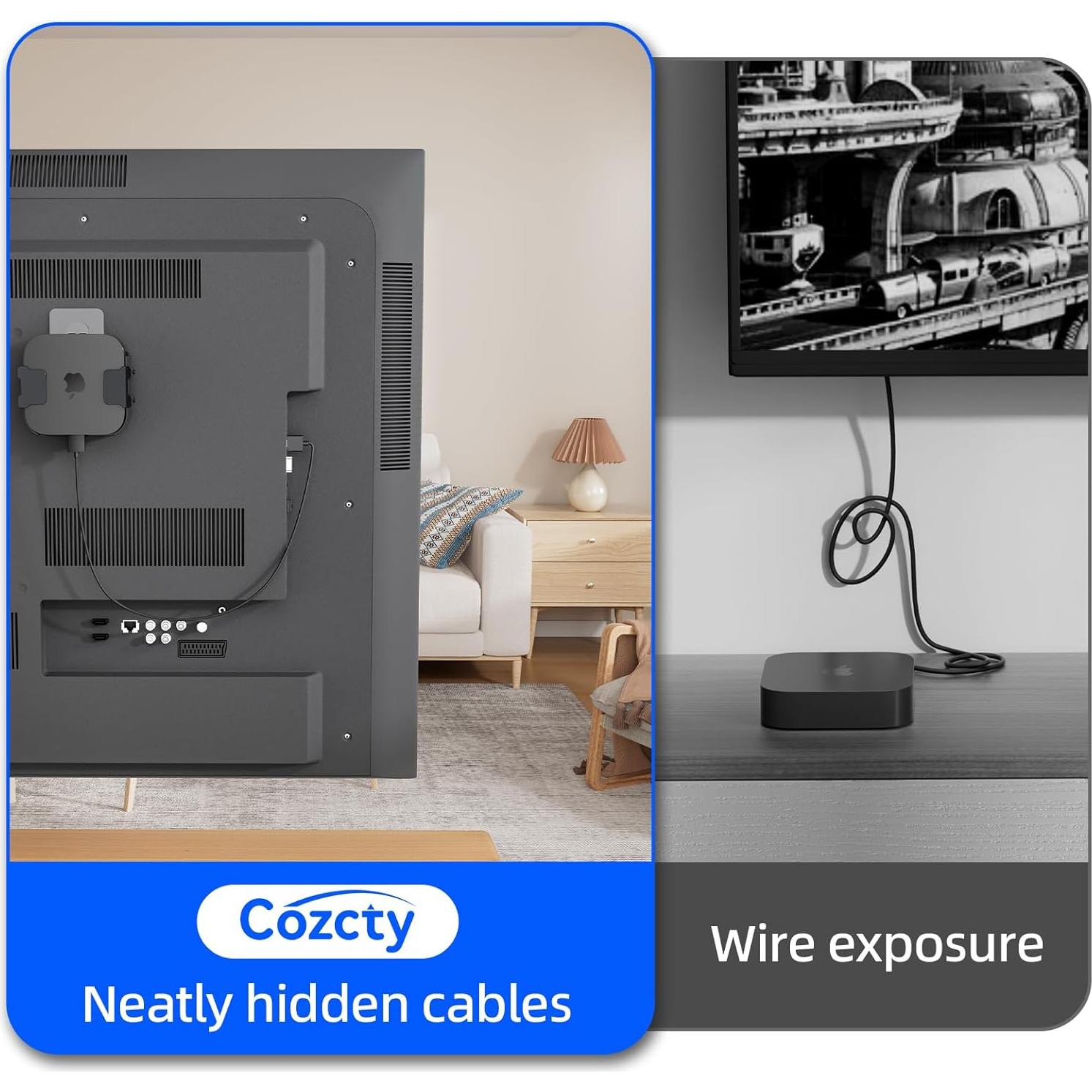 Soporte de Pared para Apple TV Cozcty - Montaje Negro Universal