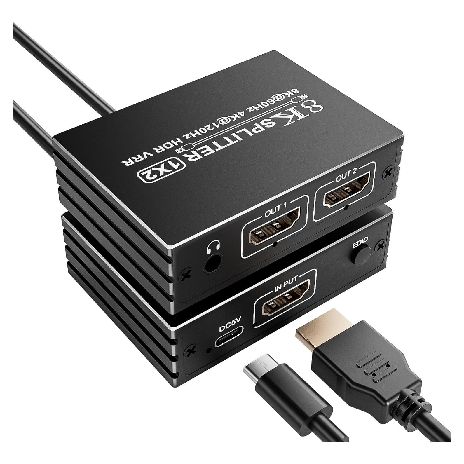 Divisor HDMI 8K 1x2 Pubiohs - Duplicar Pantallas 8K@60Hz