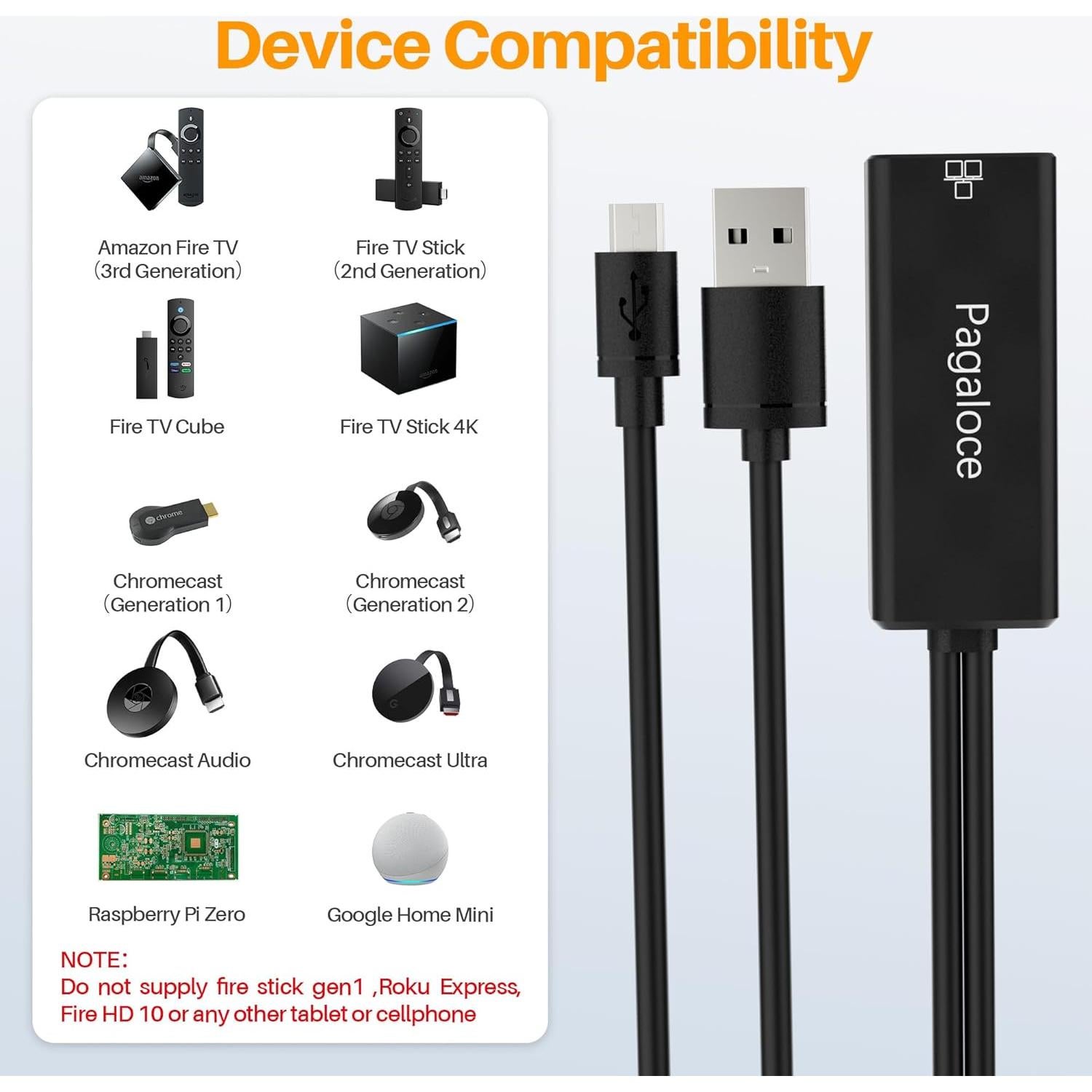 Adaptador Ethernet Micro USB a RJ45 Pagaloce 100Mbps