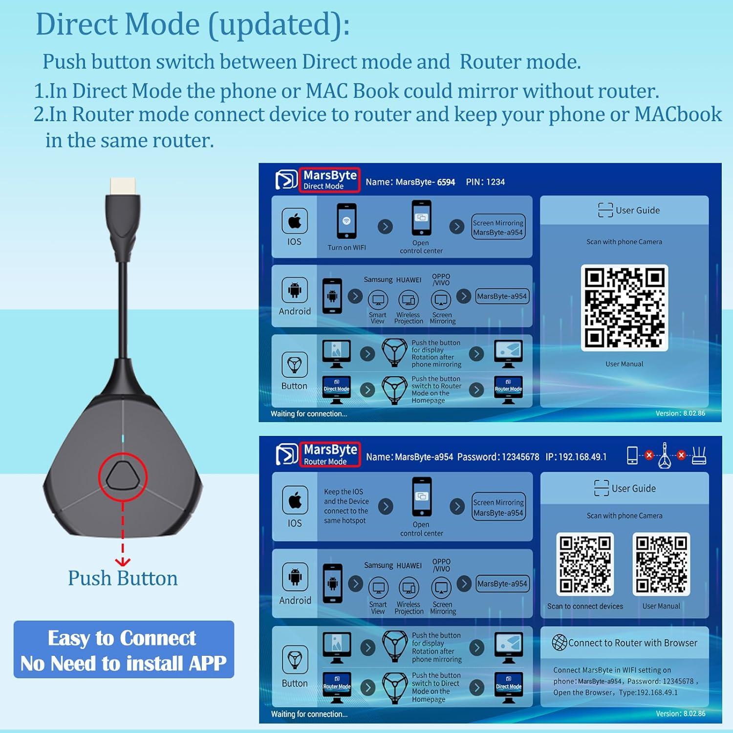 Adaptador HDMI Inalámbrico 4K RIPELITCHE para iPhone y Android