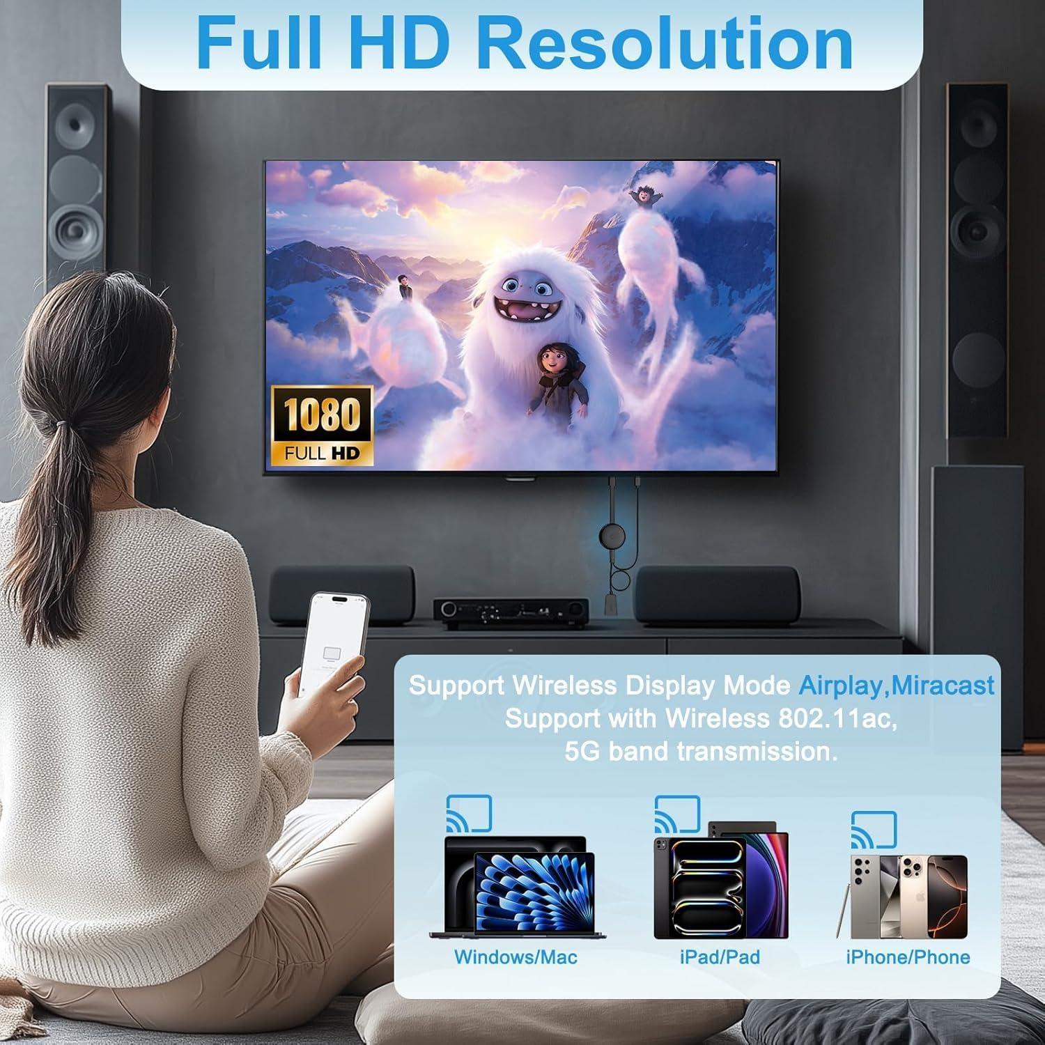 Adaptador HDMI Inalámbrico 4K Quanlex - Espejo de Pantalla