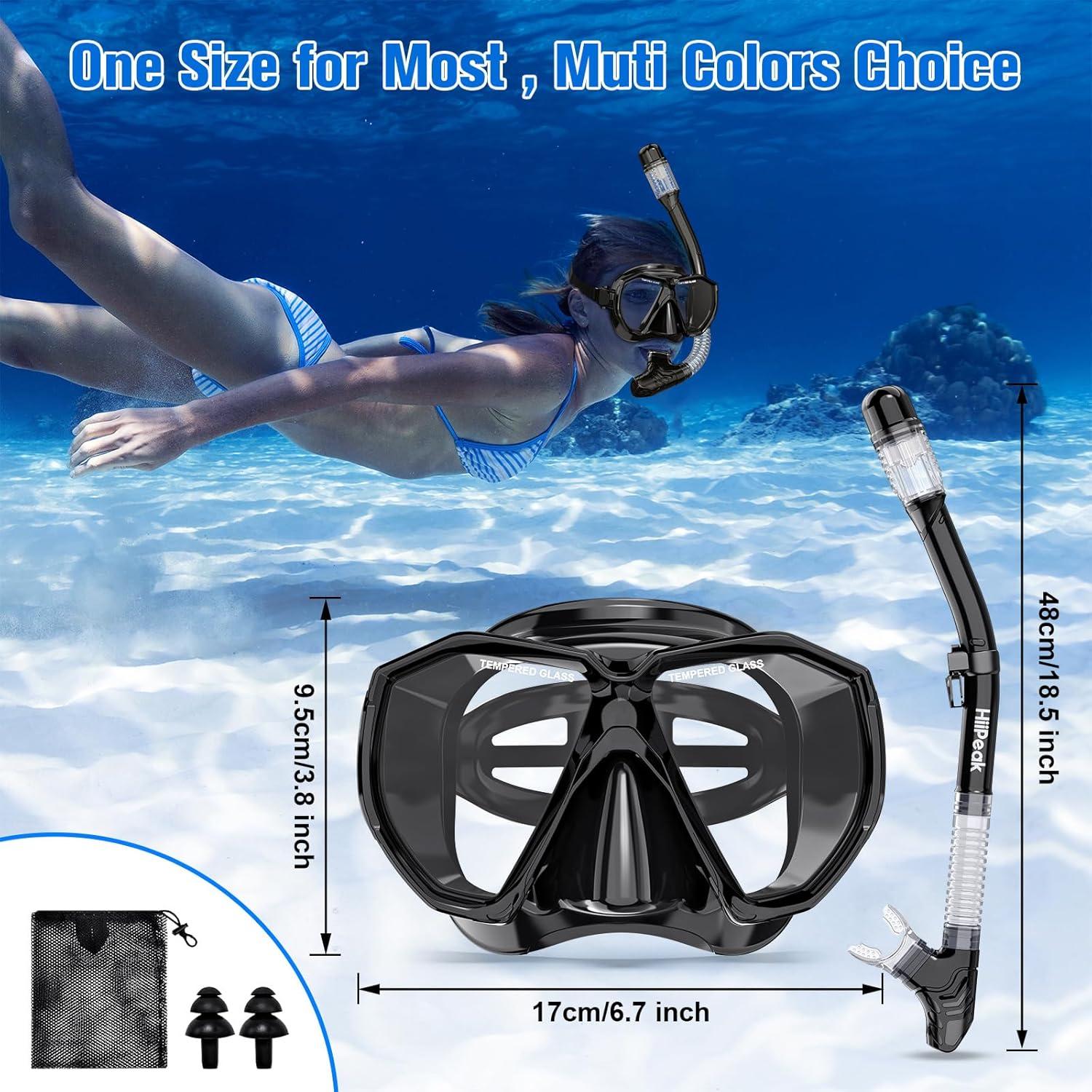 Equipo de Snorkel HiiPeak YT para Adultos, Máscara y Tubo