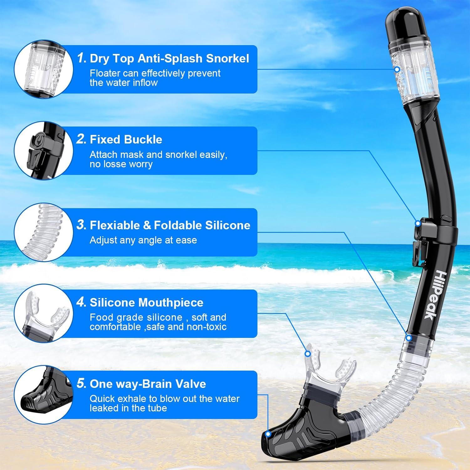 Equipo de Snorkel HiiPeak YT para Adultos, Máscara y Tubo