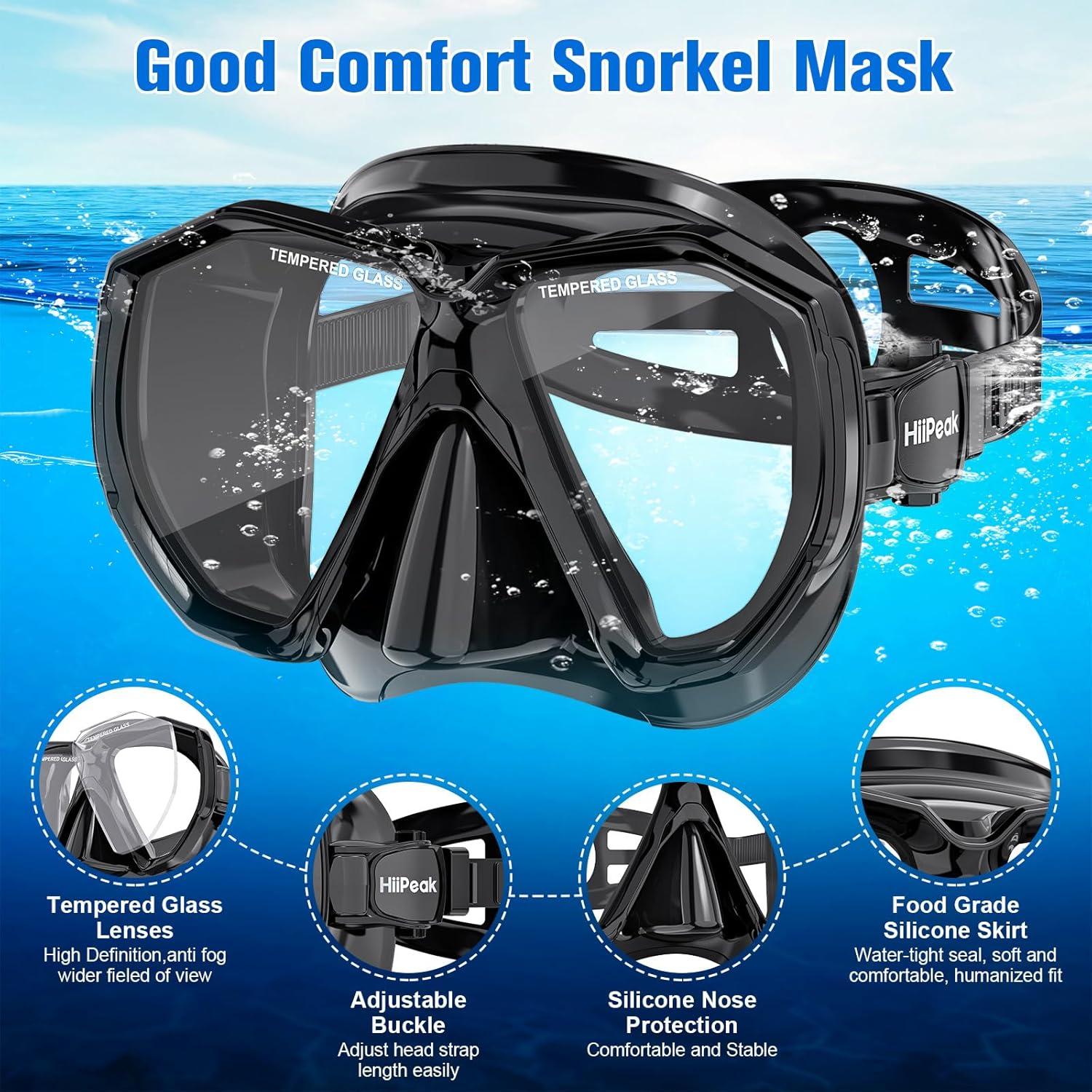 Equipo de Snorkel HiiPeak YT para Adultos, Máscara y Tubo