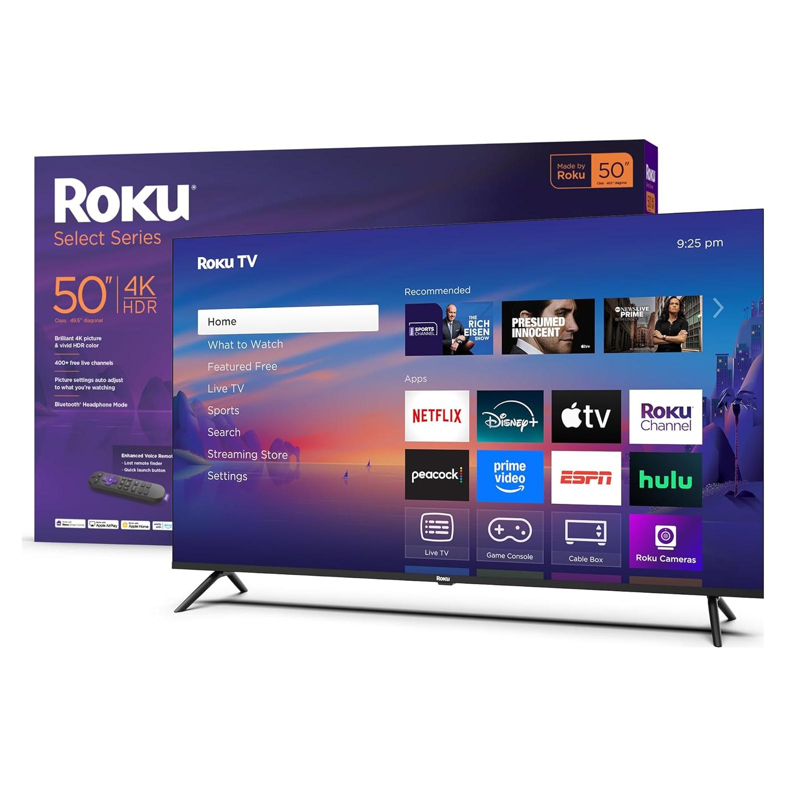 Roku Smart TV 2025 - 50" 4K HDR LED con Control Remoto de Voz
