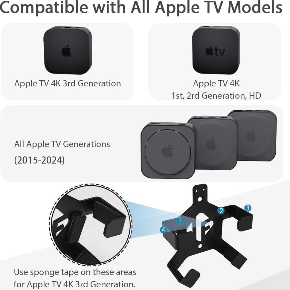 Soporte de Pared IFCASE para Apple TV 4K - Negro
