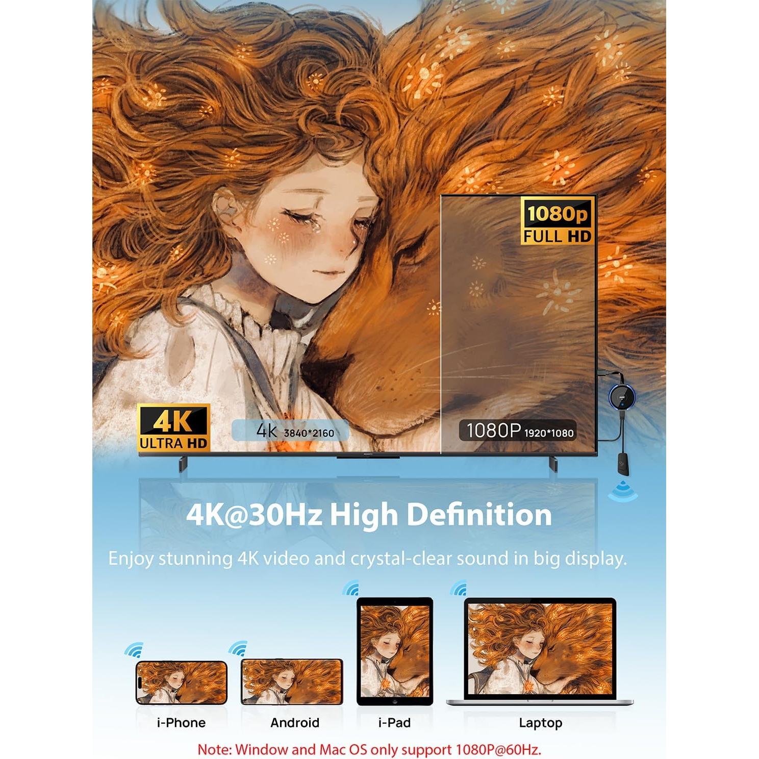 Adaptador HDMI Inalámbrico TIMBOOTECH 4K 30Hz Azul