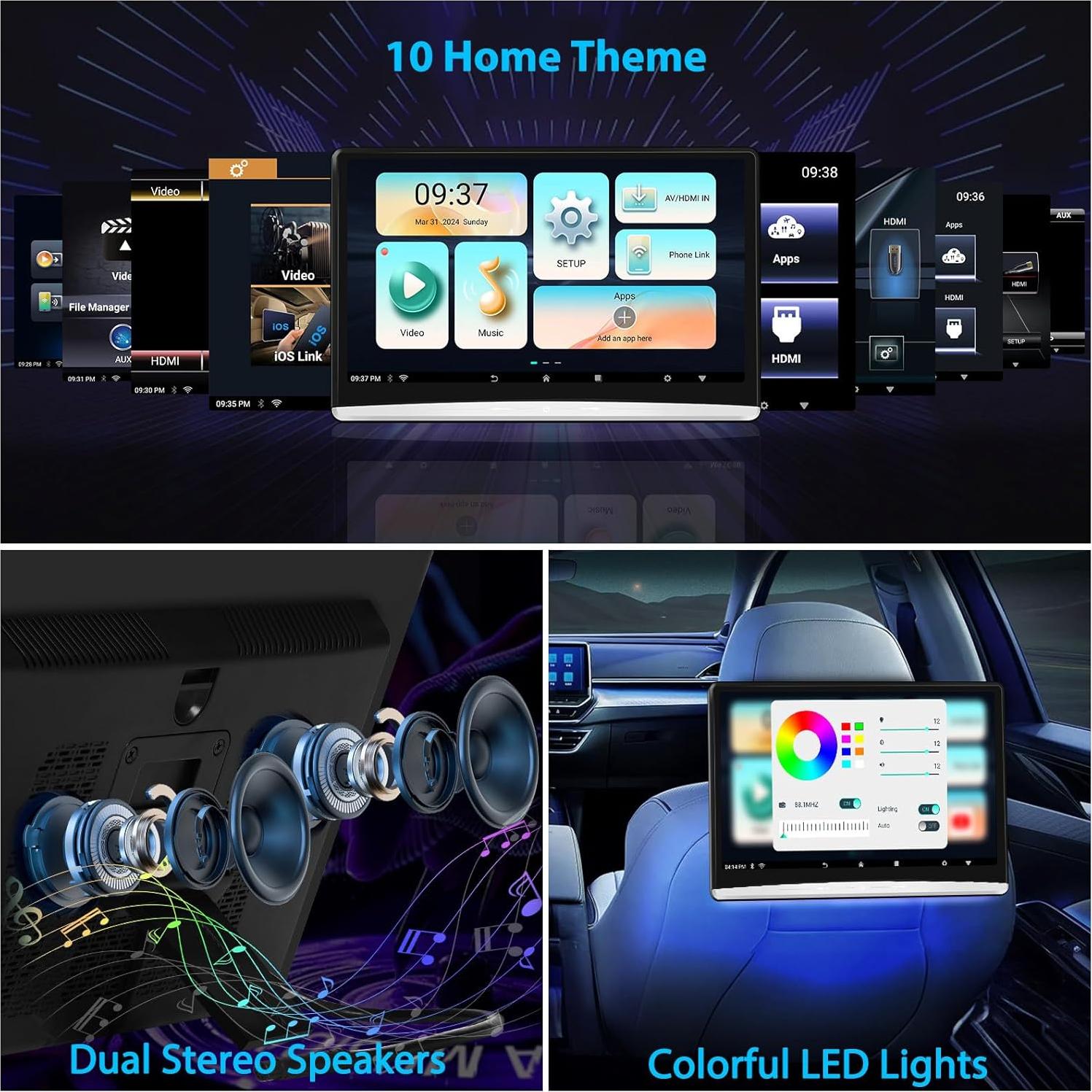 Reproductor de video para reposacabezas CHEGIF 13.3" 4K Android 11
