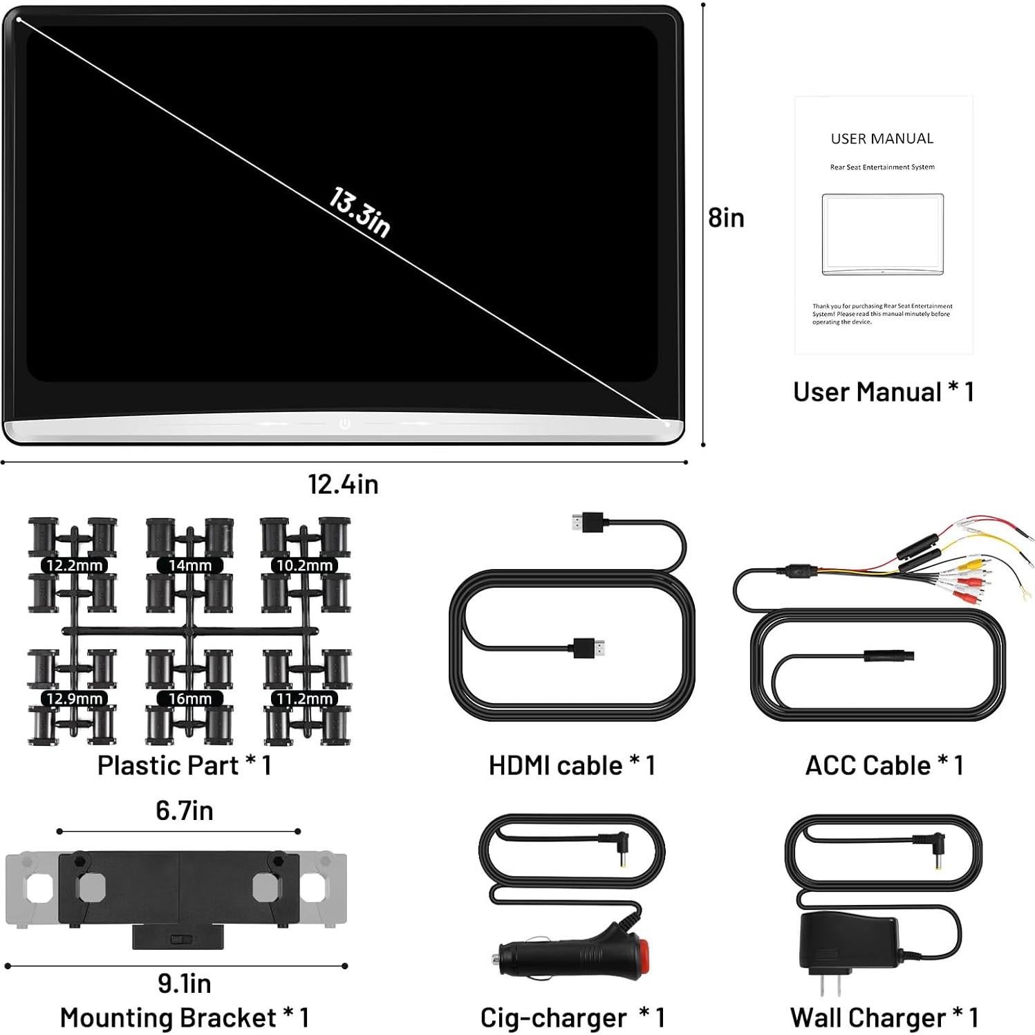 Reproductor de video para reposacabezas CHEGIF 13.3" 4K Android 11