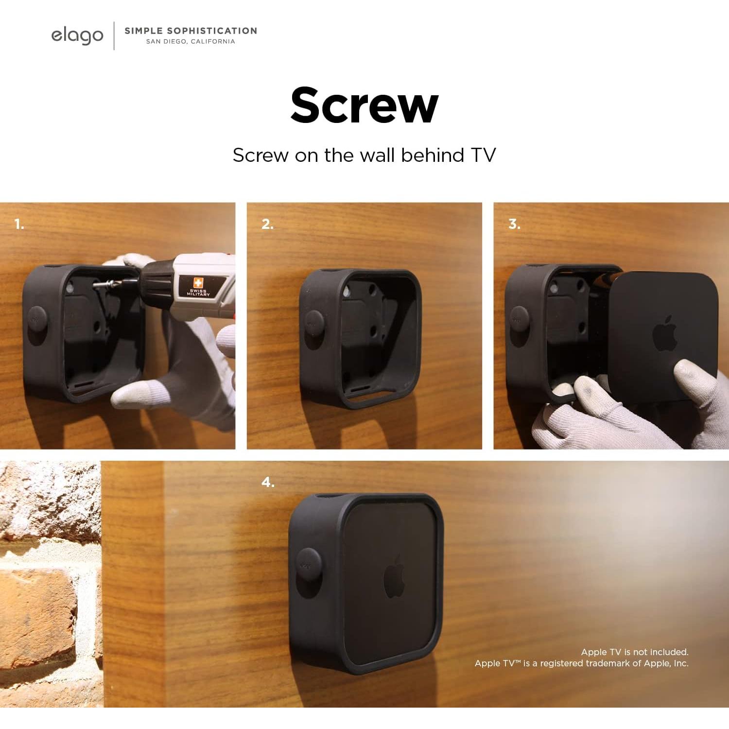 Soporte para Apple TV 4K 3ra Generación elago - Montaje Imán, Tornillo, Correa