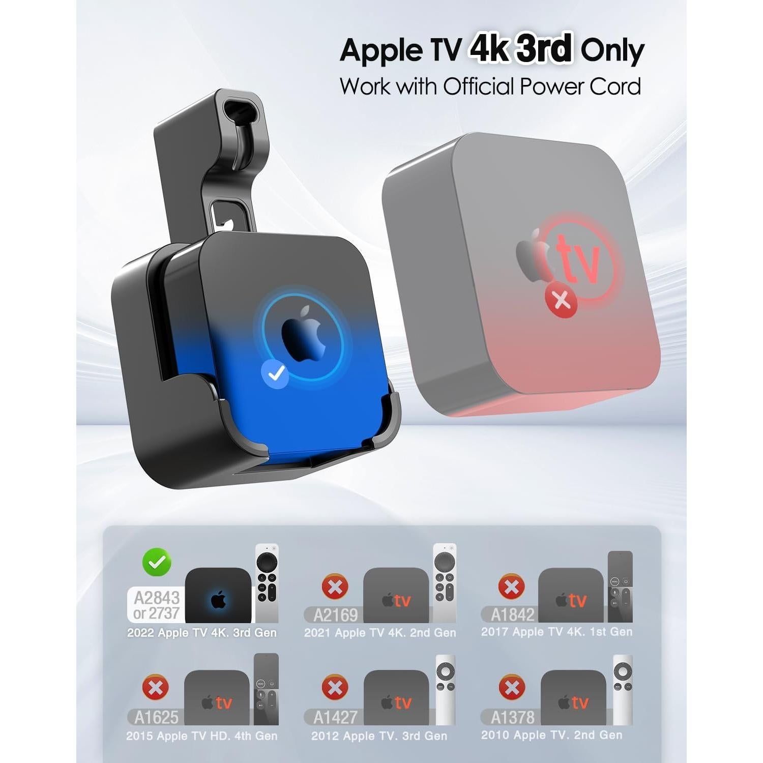 Soporte de Montaje en Pared Volport para Apple TV 4K Gen 3 - Negro