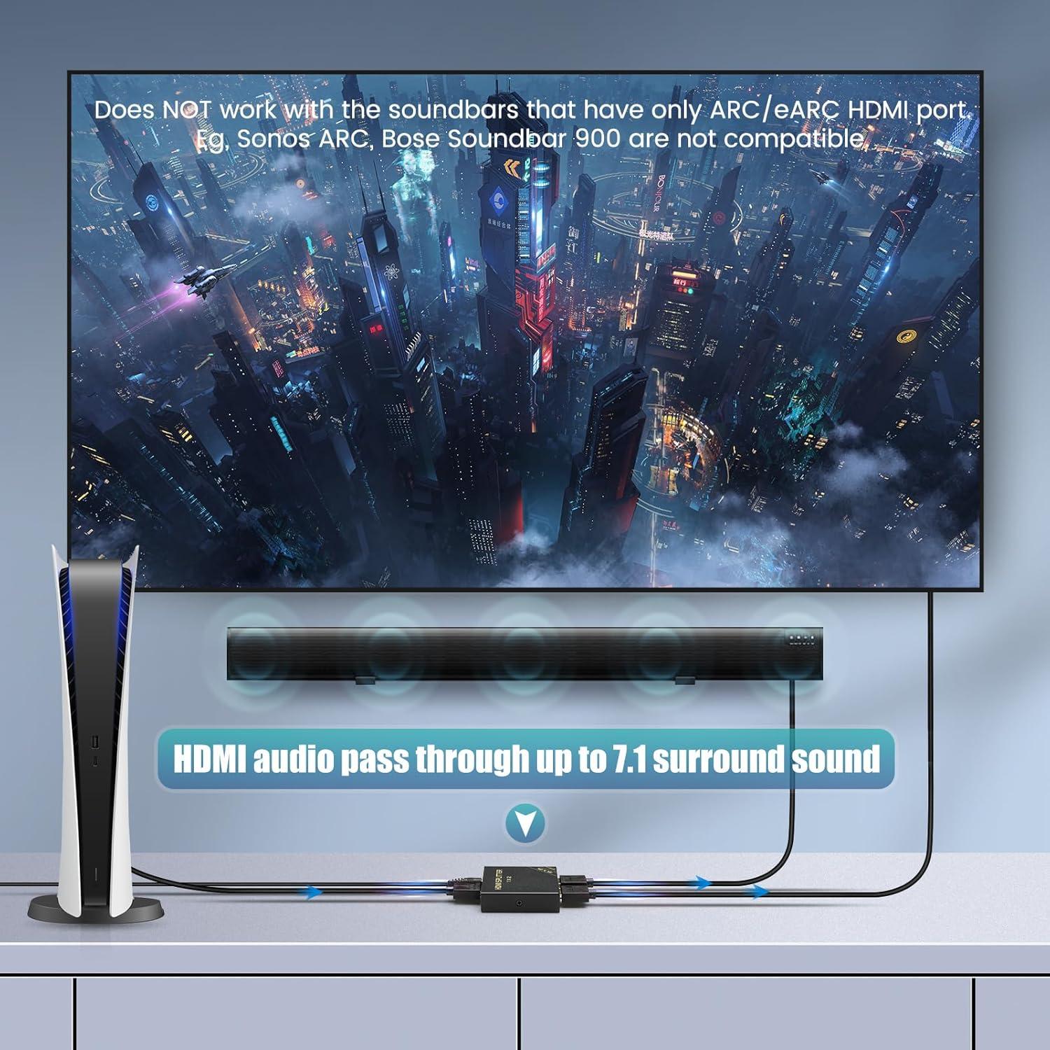 Divisor HDMI 1x2 HBAVLINK 4K 60Hz - Compatible PS5, Apple TV