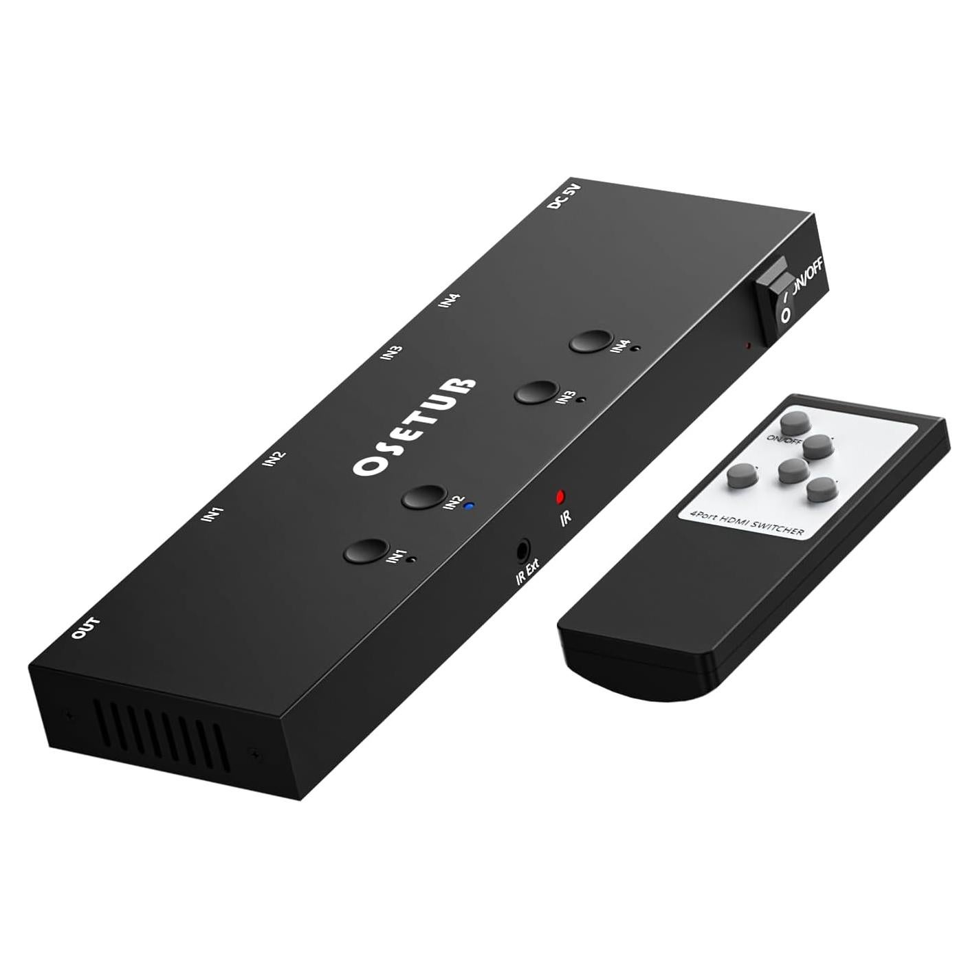 Interruptor HDMI 4 en 1 OseTub 4K@60Hz con Control Remoto