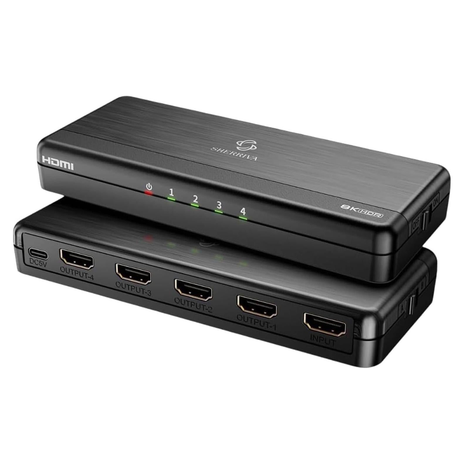 Divisor HDMI 8K 1x4 SHERRIVA UHD-1480, 48Gbps, HDCP 2.3