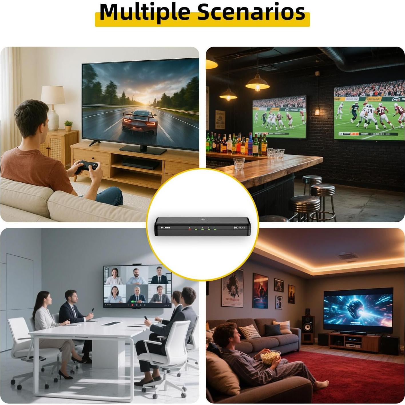 Divisor HDMI 8K 1x4 SHERRIVA UHD-1480, 48Gbps, HDCP 2.3