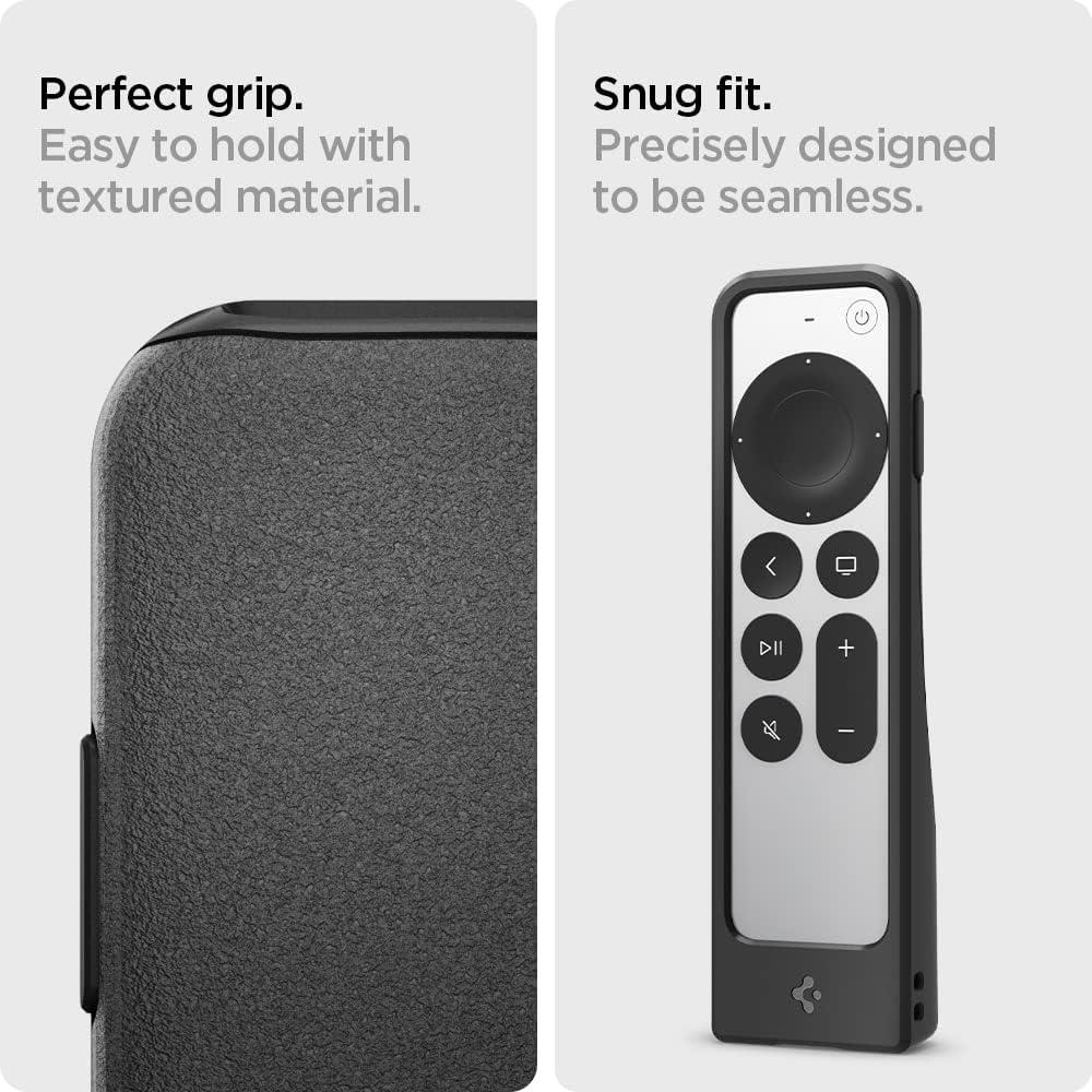 Funda de Silicona Spigen para Control Remoto Siri Apple TV 4K 2021/2022 - Antideslizante y a Prueba de Golpes - Negro