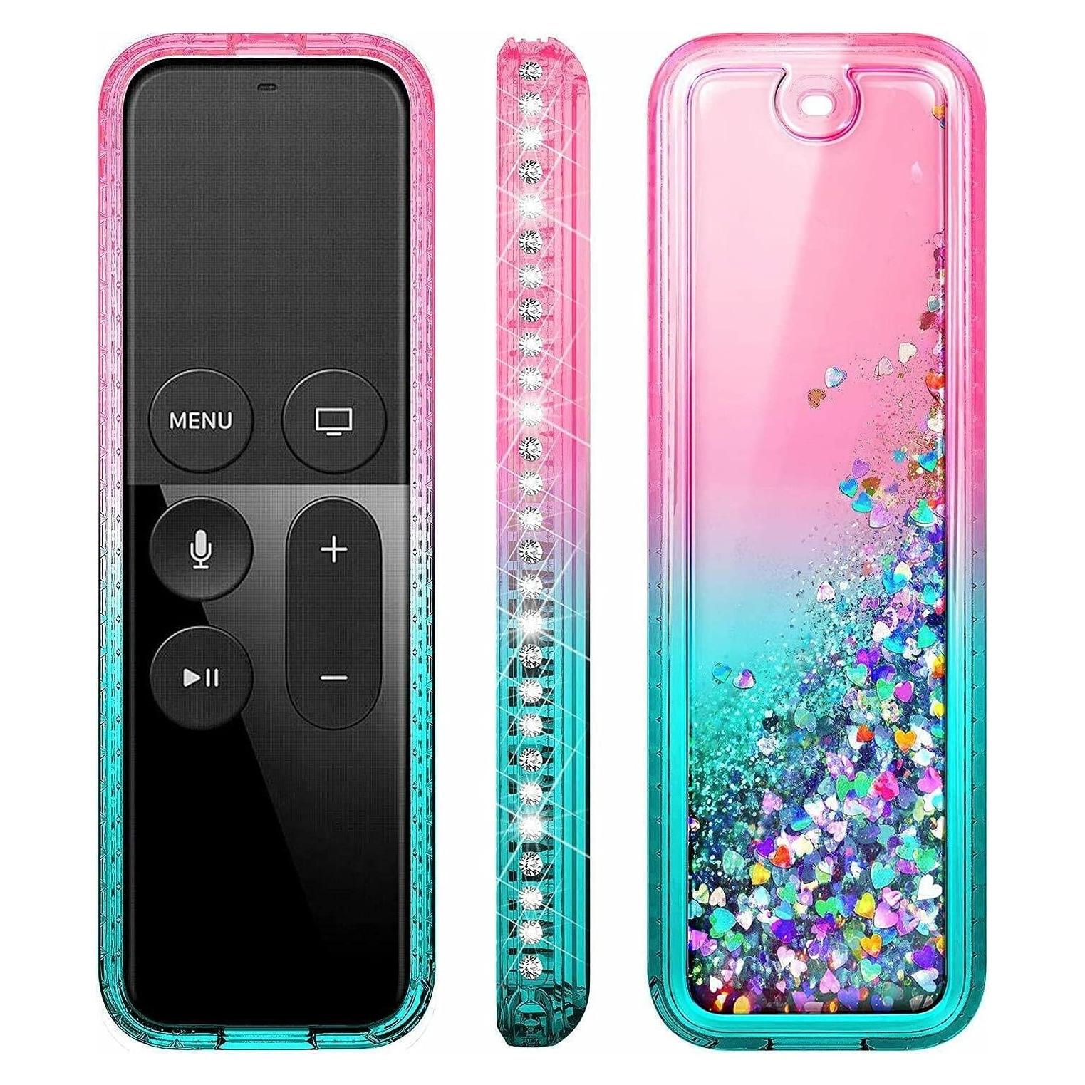 Funda Brillante NZND para Apple TV 4K/HD Siri Remote Rosa/Aqua