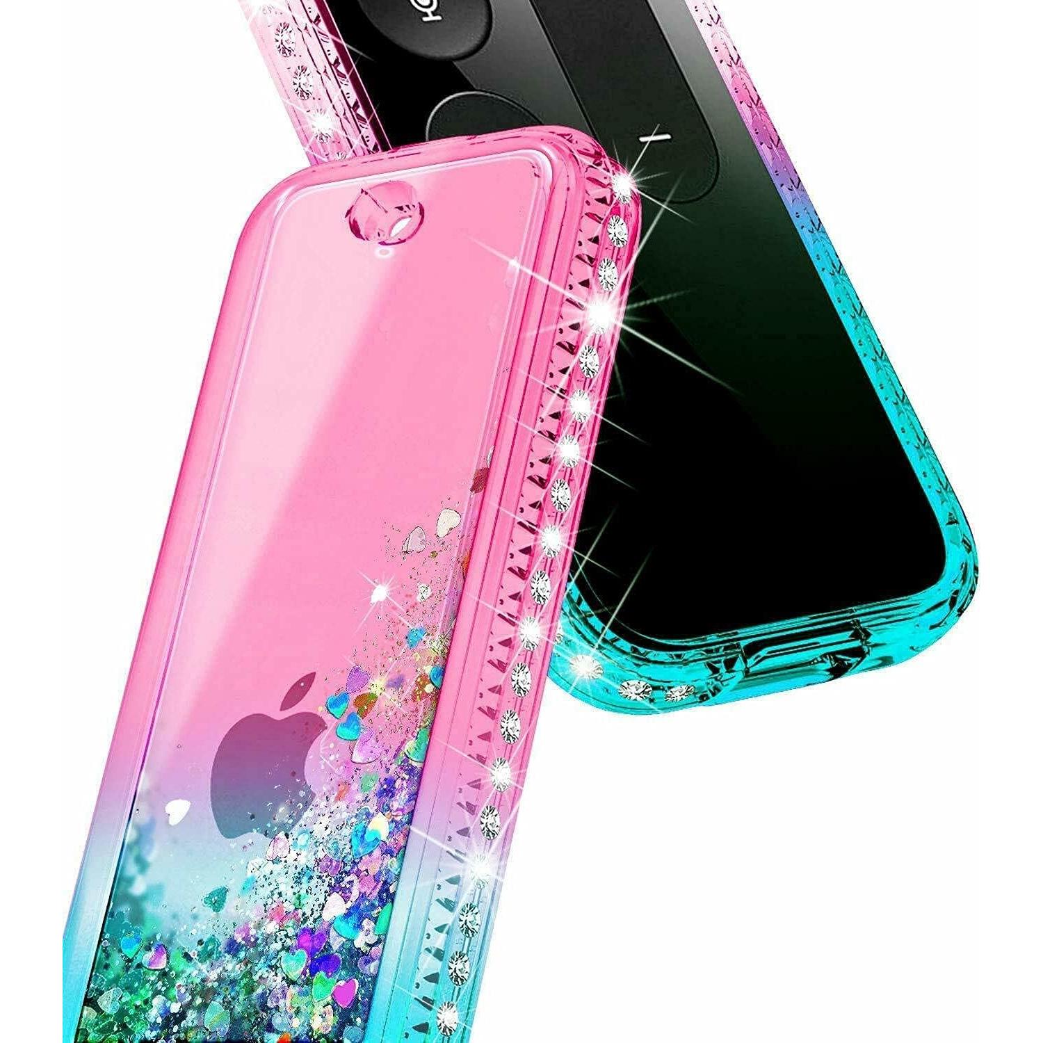 Funda Brillante NZND para Apple TV 4K/HD Siri Remote Rosa/Aqua