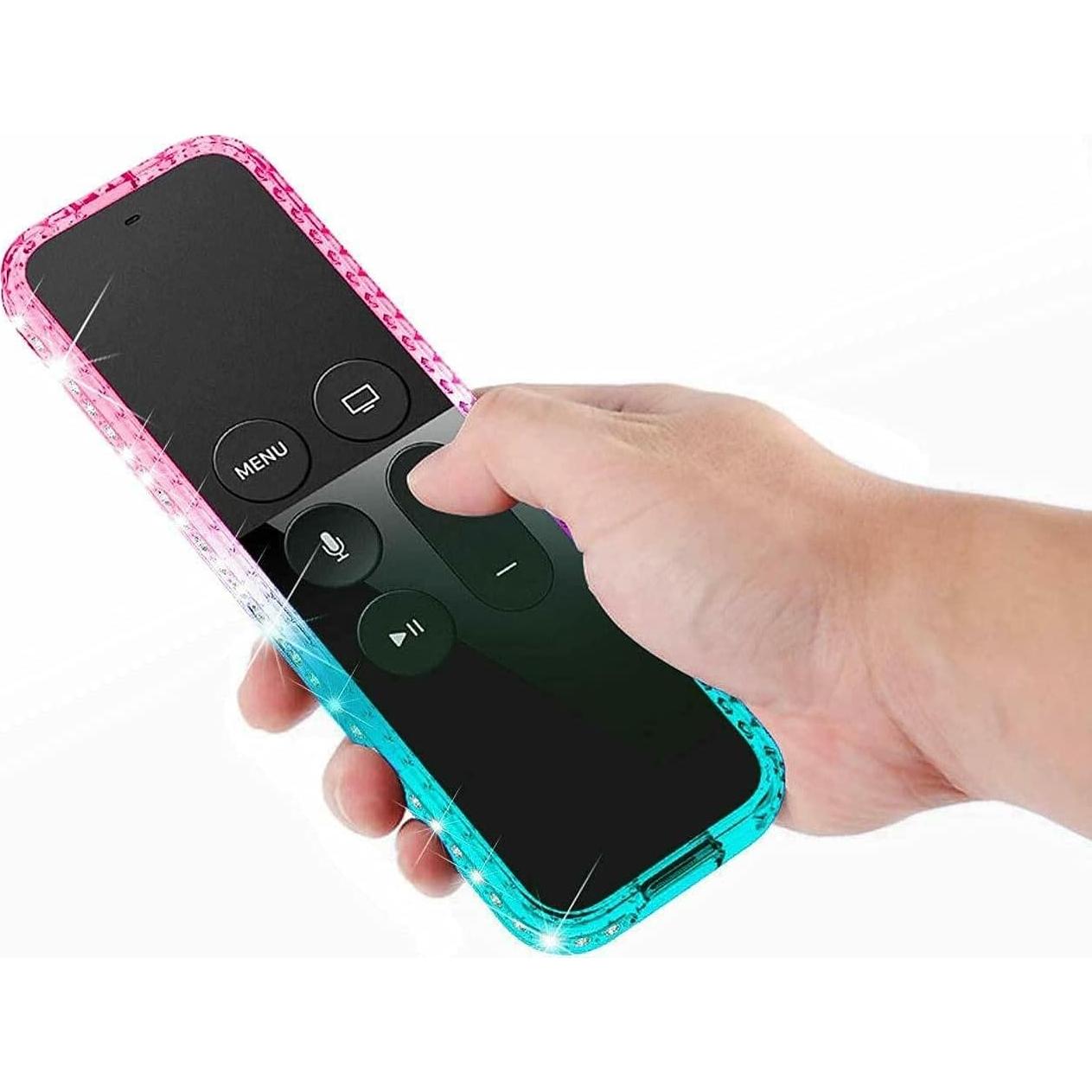 Funda Brillante NZND para Apple TV 4K/HD Siri Remote Rosa/Aqua