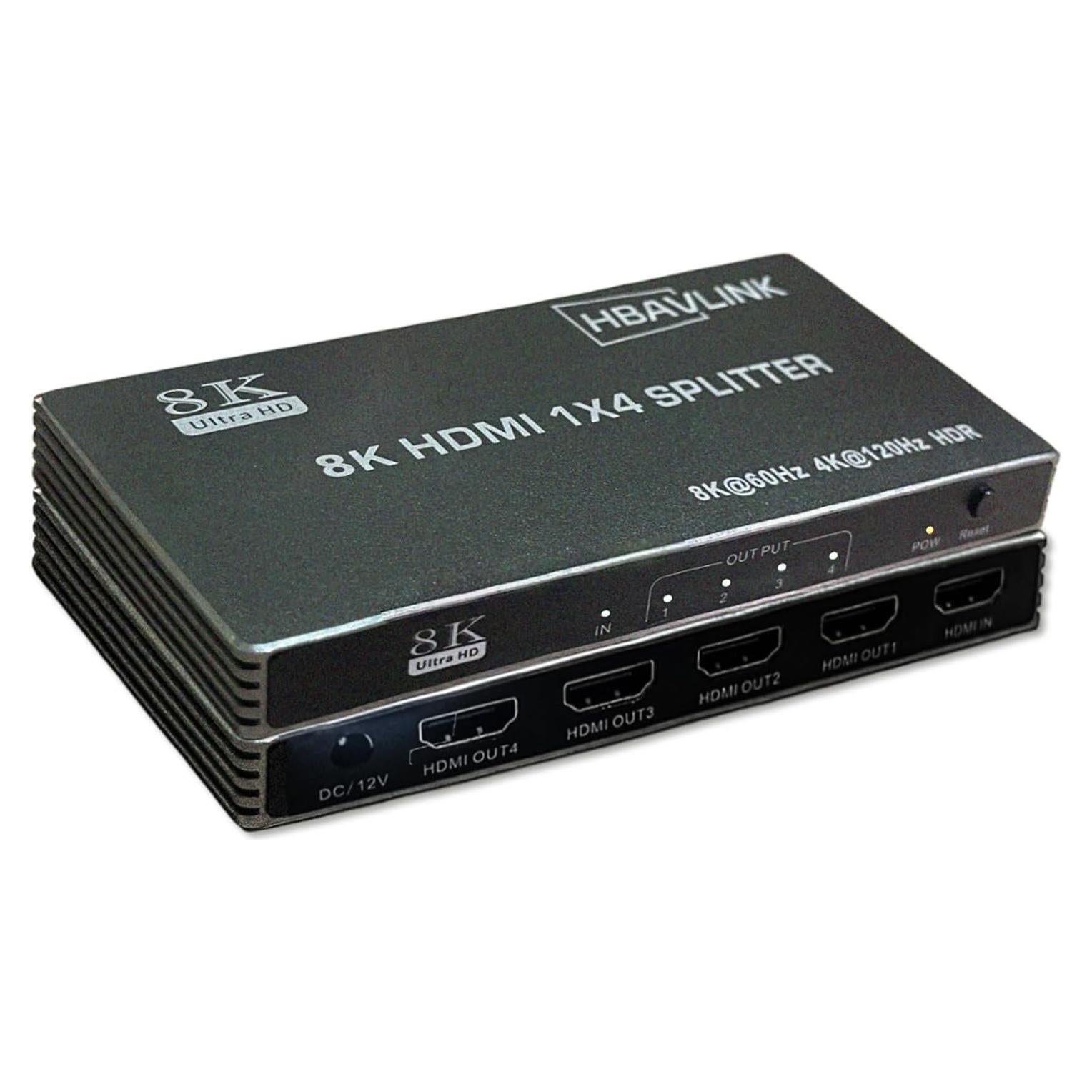 Divisor HDMI 2.1 1x4 HBAVLINK 8K 60Hz 4K 120Hz HDCP 2.3