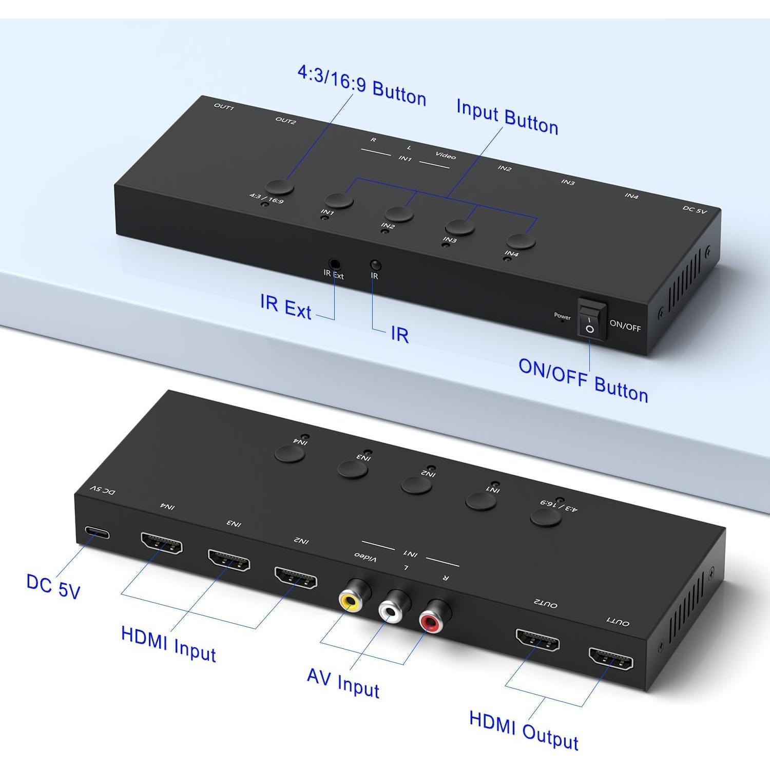 Convertidor HDMI ZUZONG 4 Entradas 2 Salidas 4K@60Hz