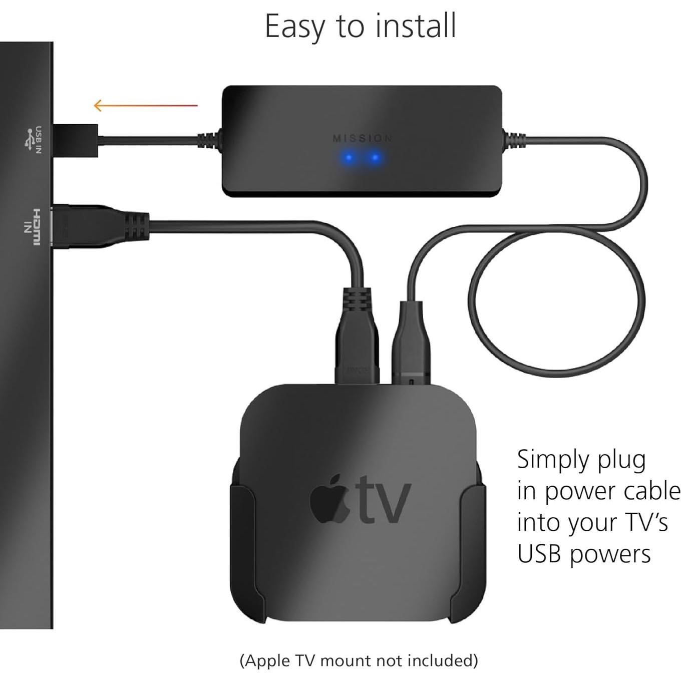 Cable de Alimentación USB Mission para Apple TV - 1.8m