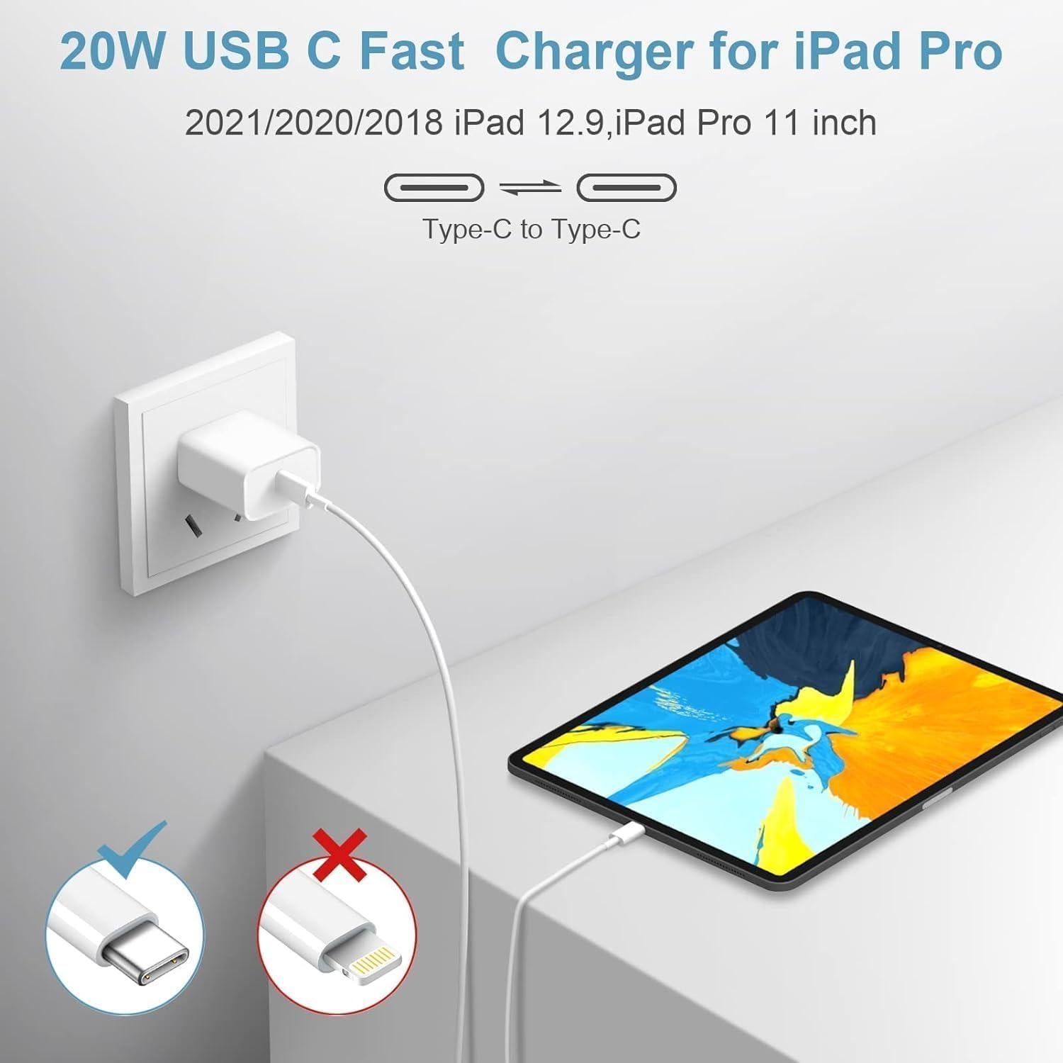 Cargador 20W Abysssea USB-C + Cable 1m para AirPods y Apple TV